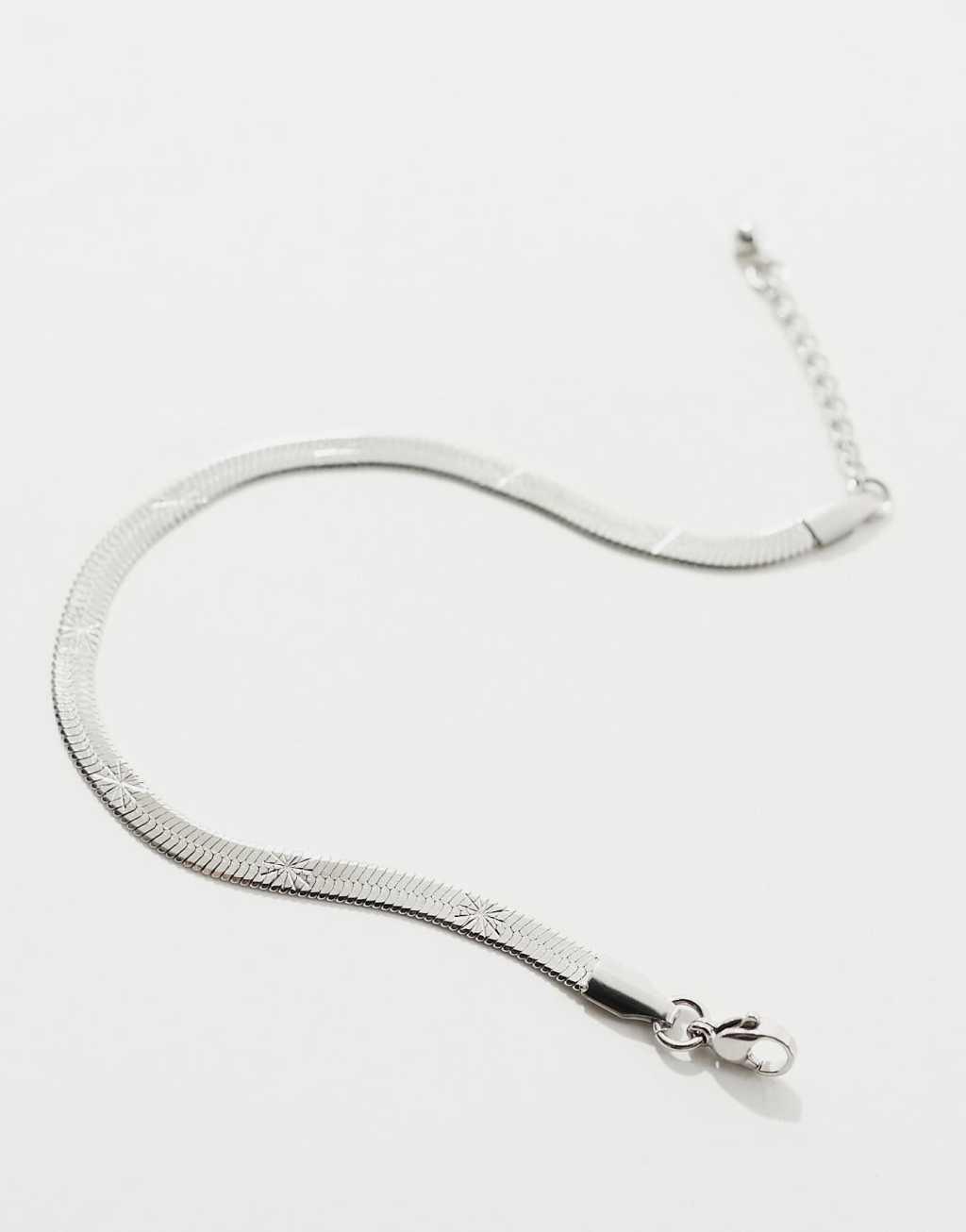 ASOS DESIGN waterproof stainless steel snake chain bracelet in silver tone Product Image