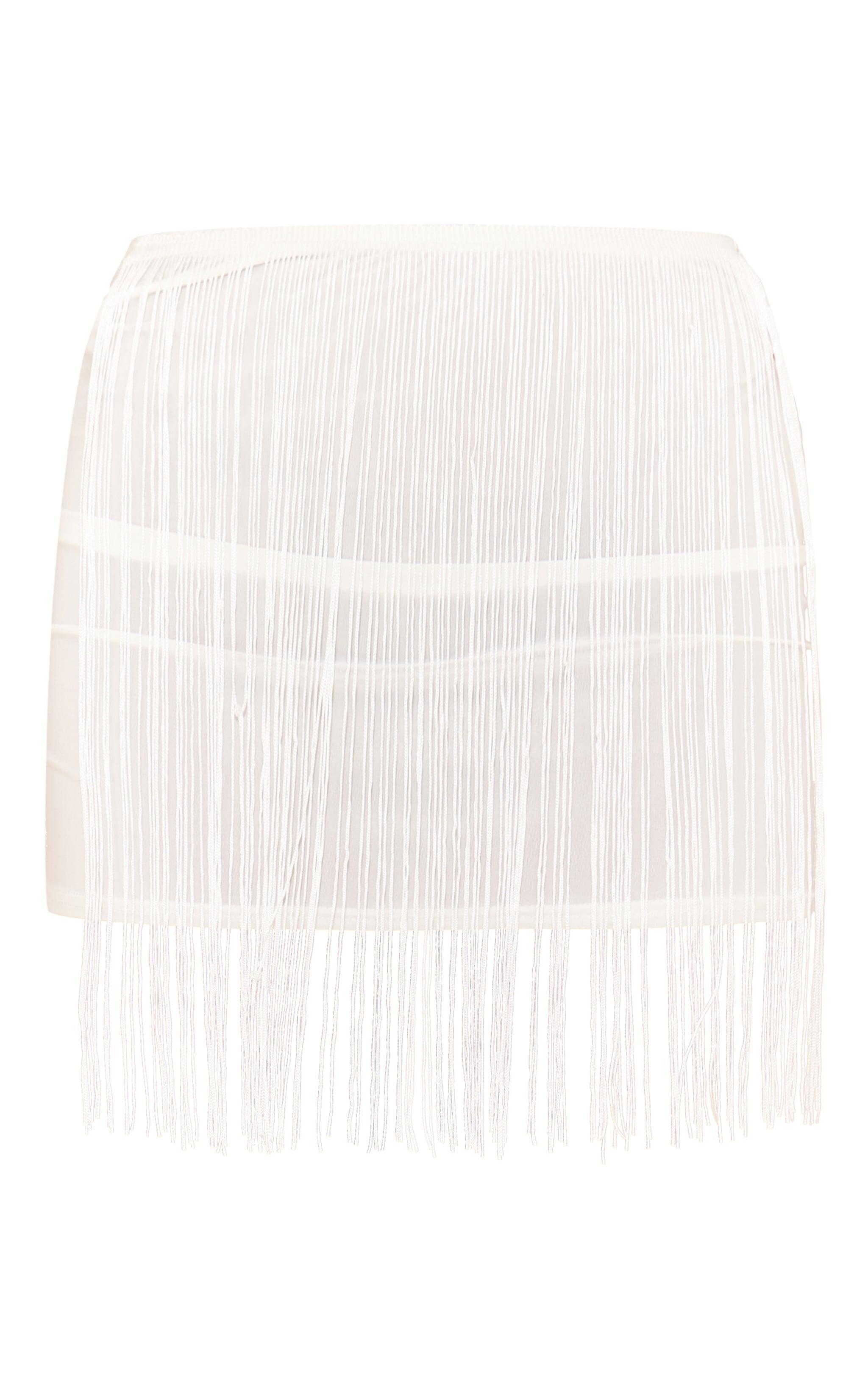 White Fringe Mini Beach Skirt Product Image