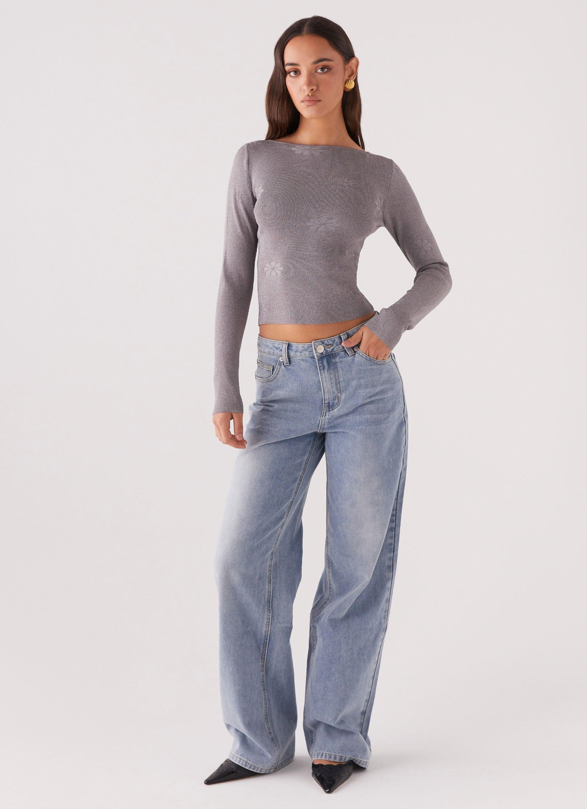 Dandelion Long Sleeve Knit Top - Grey Marle Product Image