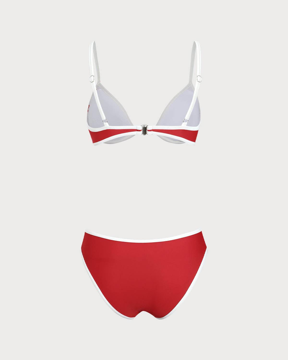 Red Contrast Underwire Bikini Set Product Image
