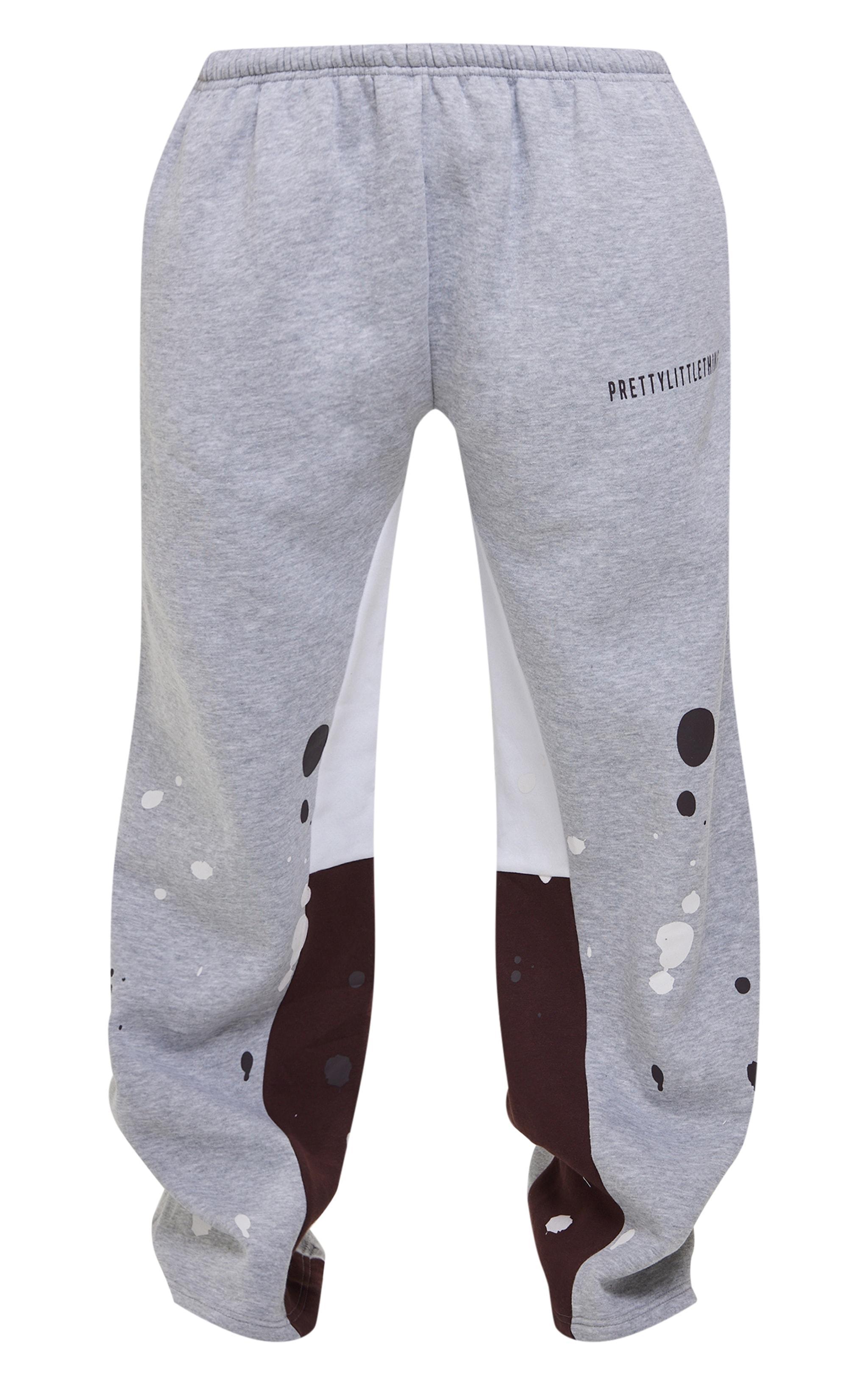 Shape Grey Marl Printed Paint Splat Detail Wide Leg Sweatpants Product Image