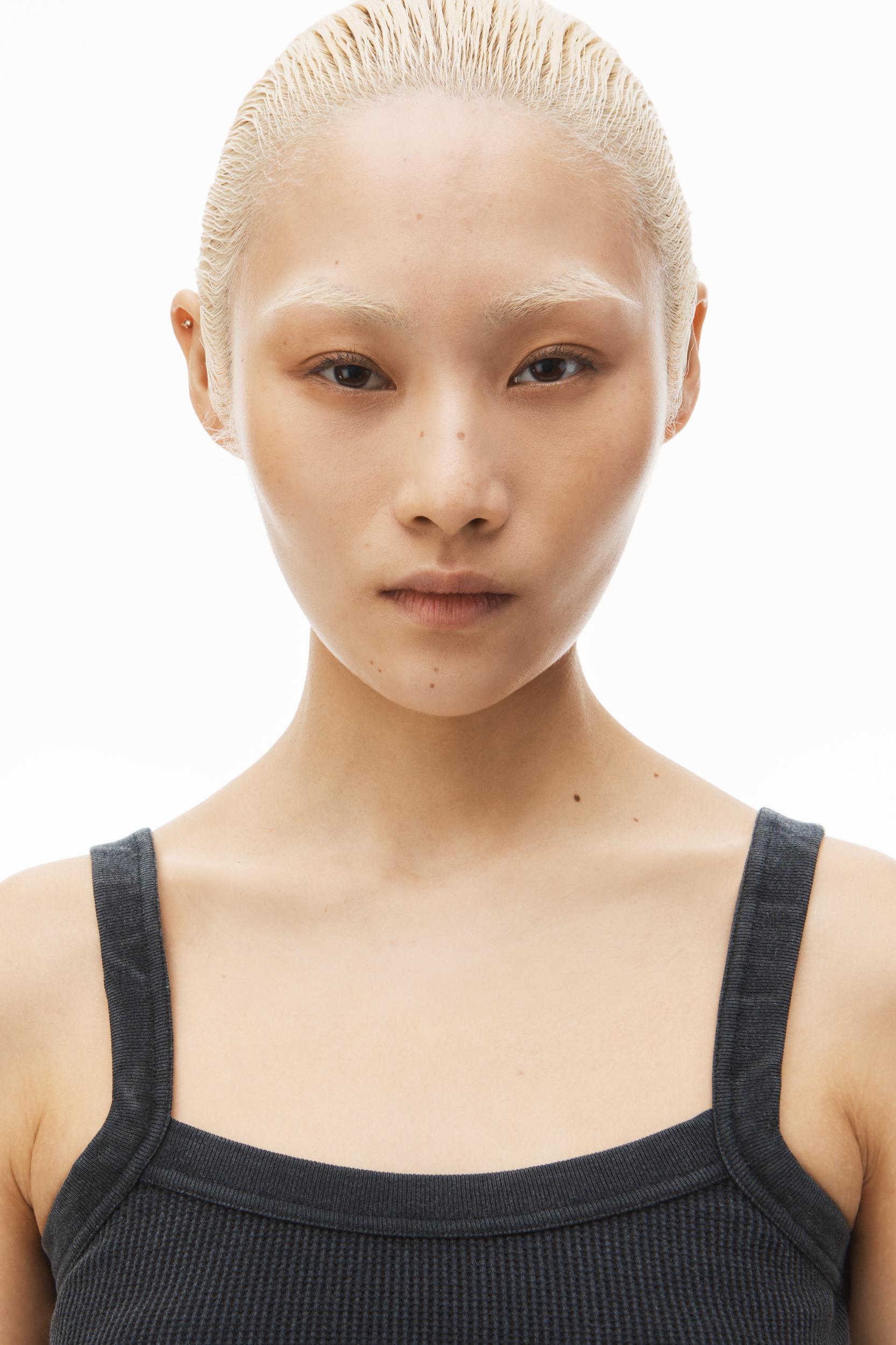 Cropped Camisole In Waffle-knit Cotton Stretch Product Image