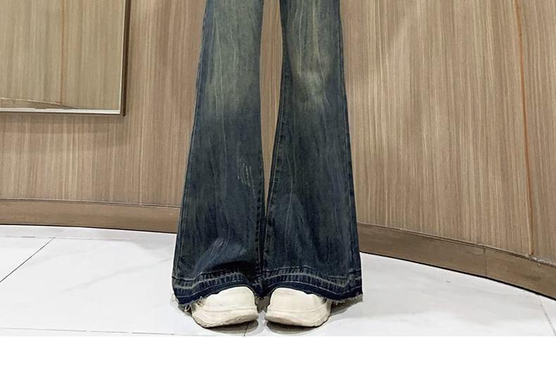 High Rise Washed Flared Jeans Product Image