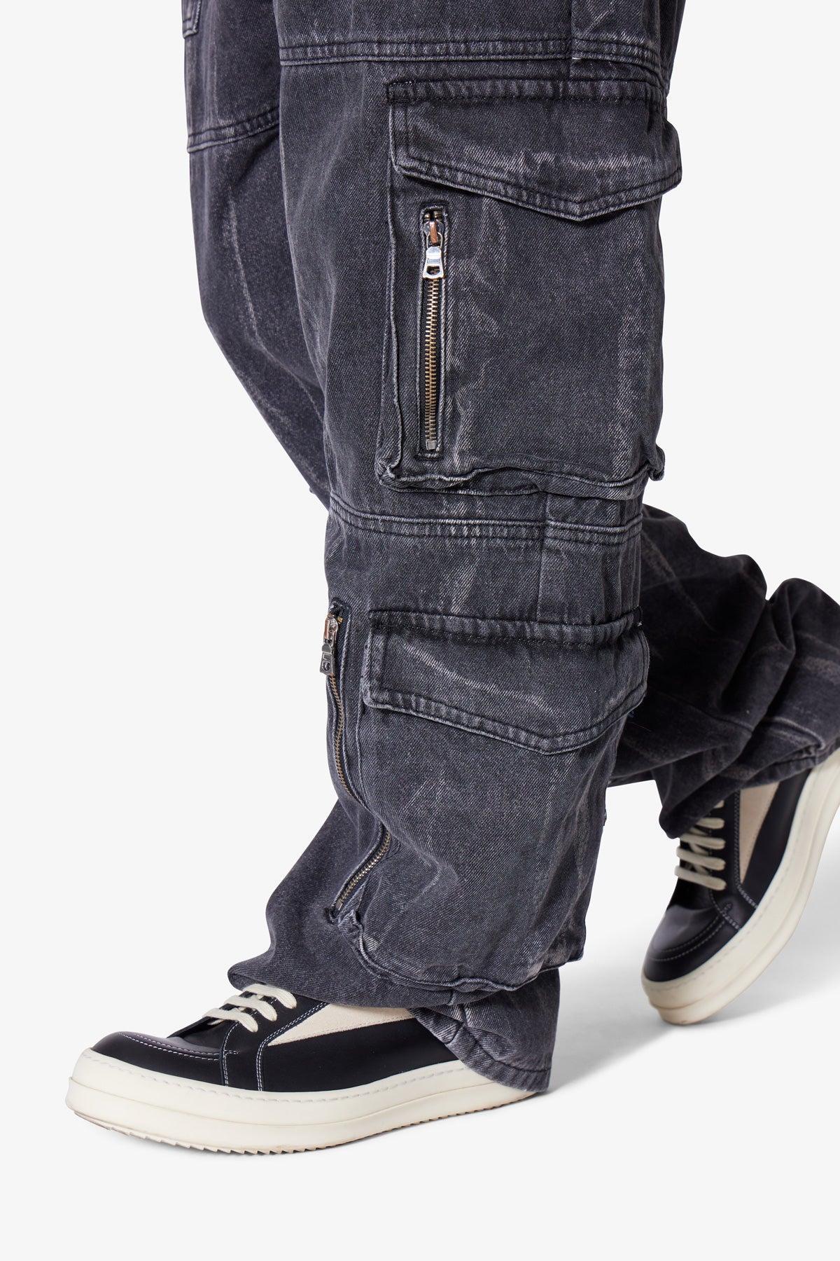 Ultra Baggy Asphalt Cargo Denim - Washed Black Product Image