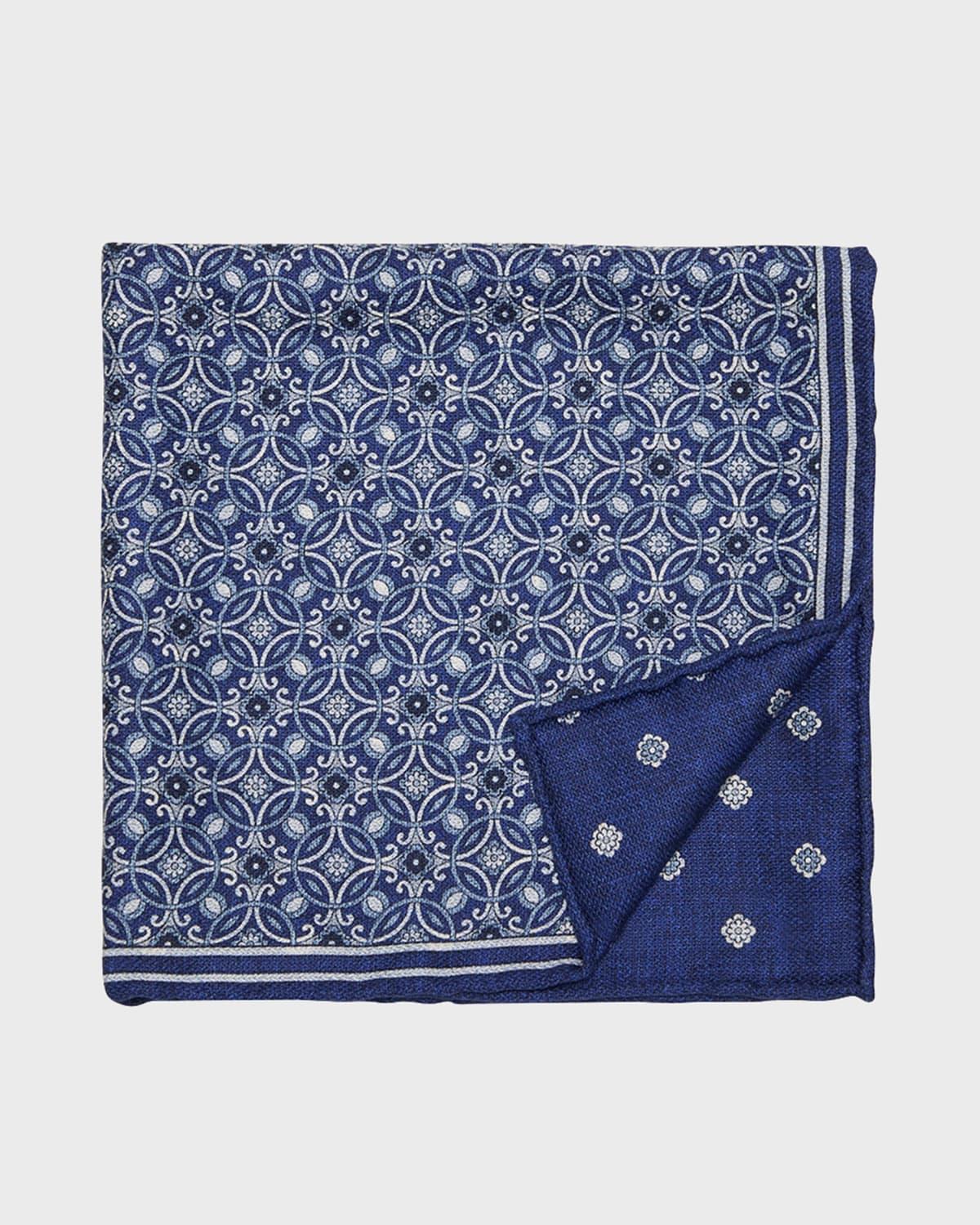 Mens Geometric-Print Silk Pocket Square Product Image