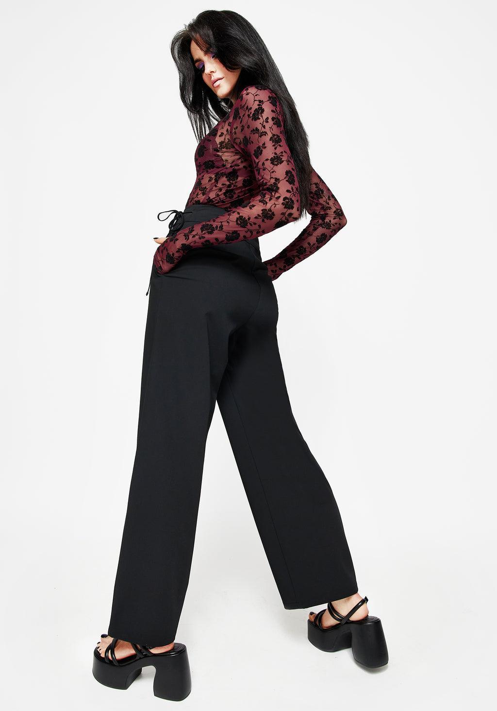 Asteria Tie Waist Embroidered Trousers Product Image