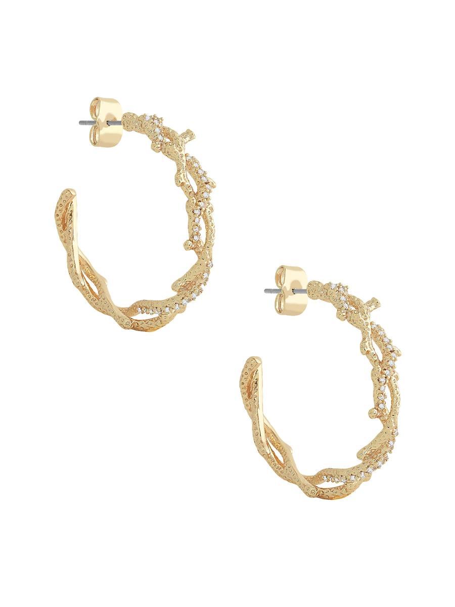 Womens Ocean Coral 18K Gold-Plated Hoop Earrings Product Image