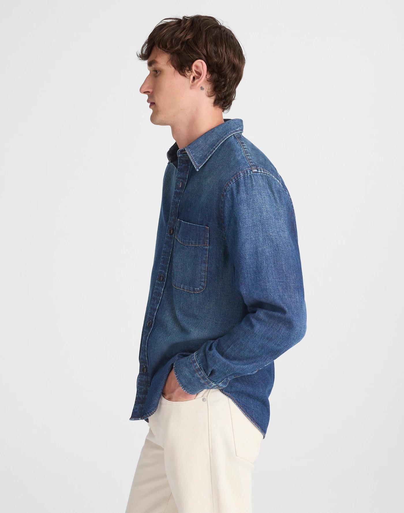 Denim Button-Up Shirt in Chambers Wash Product Image