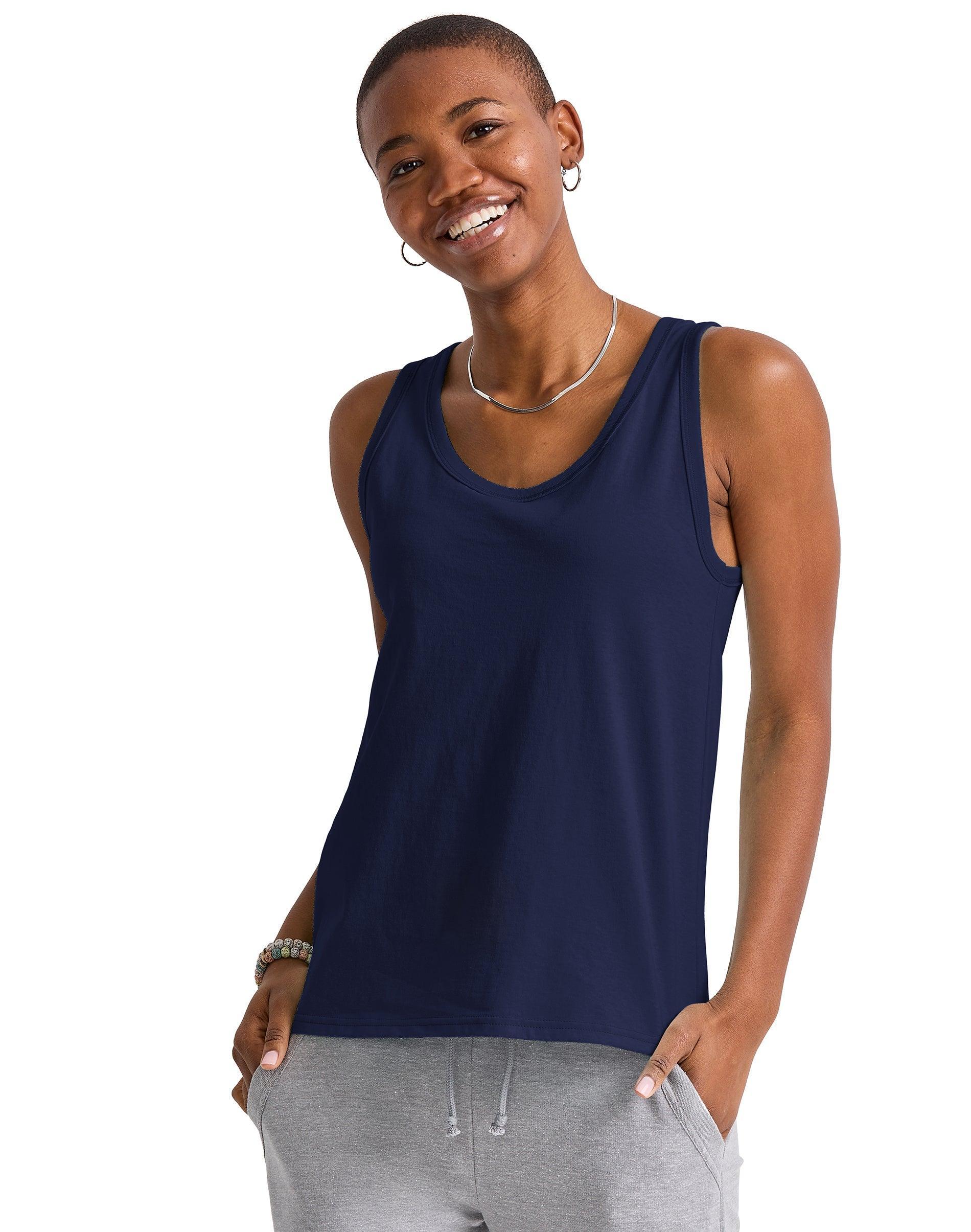 Hanes Essentials Womens Cotton Tank Athletic Navy XS Product Image