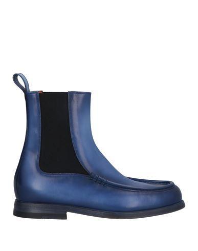 SANTONI Woman Ankle Boots Blue Size 8 Leather Product Image