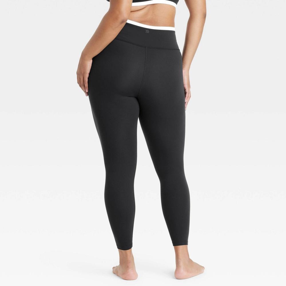 Womens Everyday Soft High-Rise Piped V-Waistband 7/8 Leggings - All In Motion Black XS Product Image