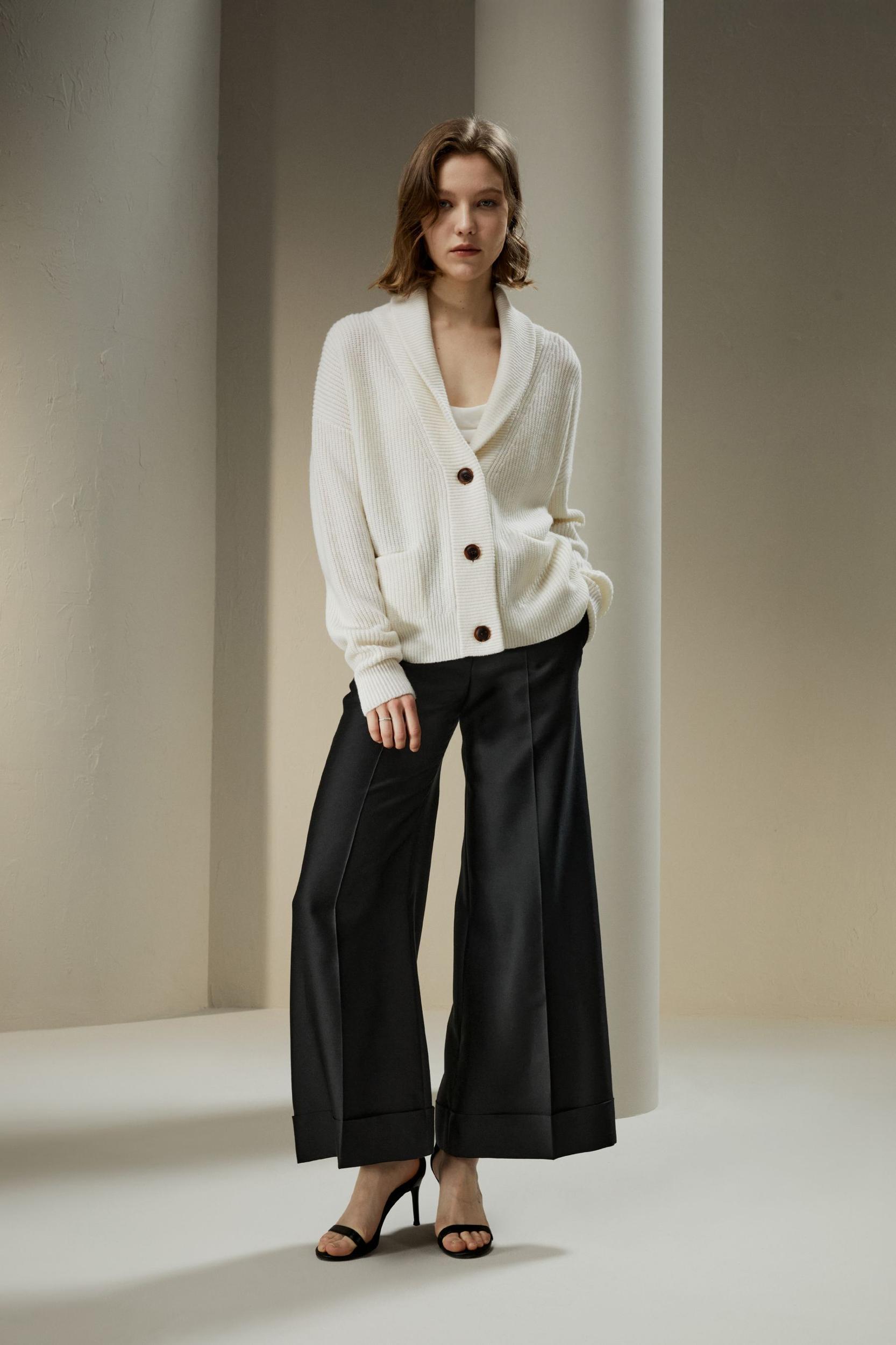 Wool-Cashmere Blend Shawl Collar Cardigan Product Image