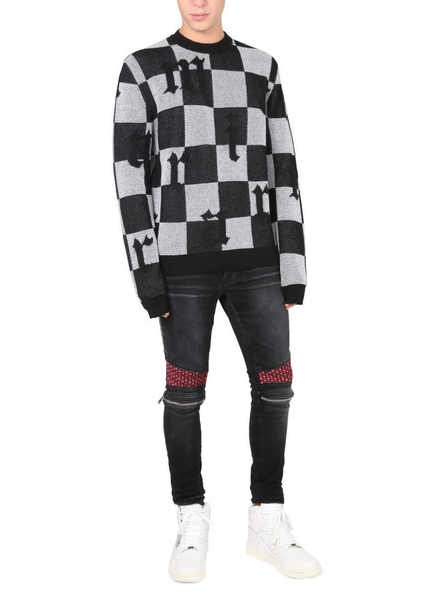 AMIRI Cashmere Blend Check Sweater In Black Product Image