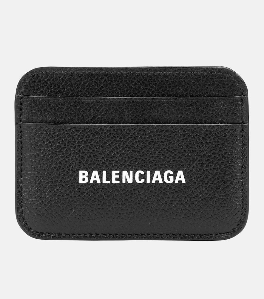 BALENCIAGA Leather Card Holder In Blacklwhite Product Image