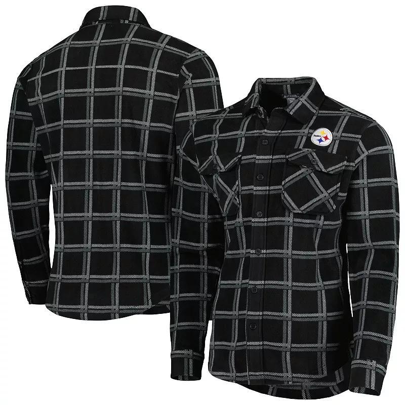 Mens Antigua Pittsburgh Steelers Industry Flannel Button-Up Shirt Jacket Product Image