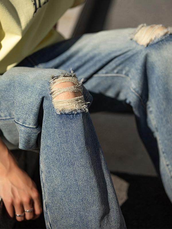 Men's Distressed Ripped Loose Jeans Product Image