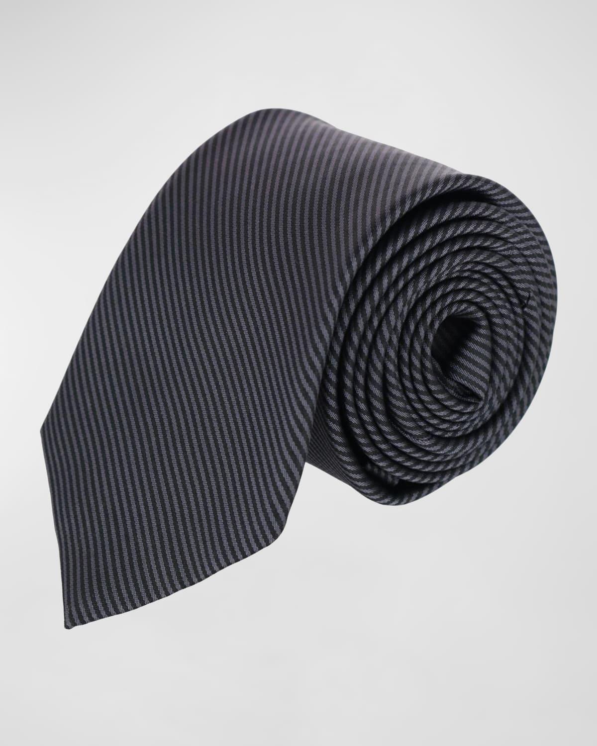 Mens Leyton Tonal Stripe Silk Necktie Product Image