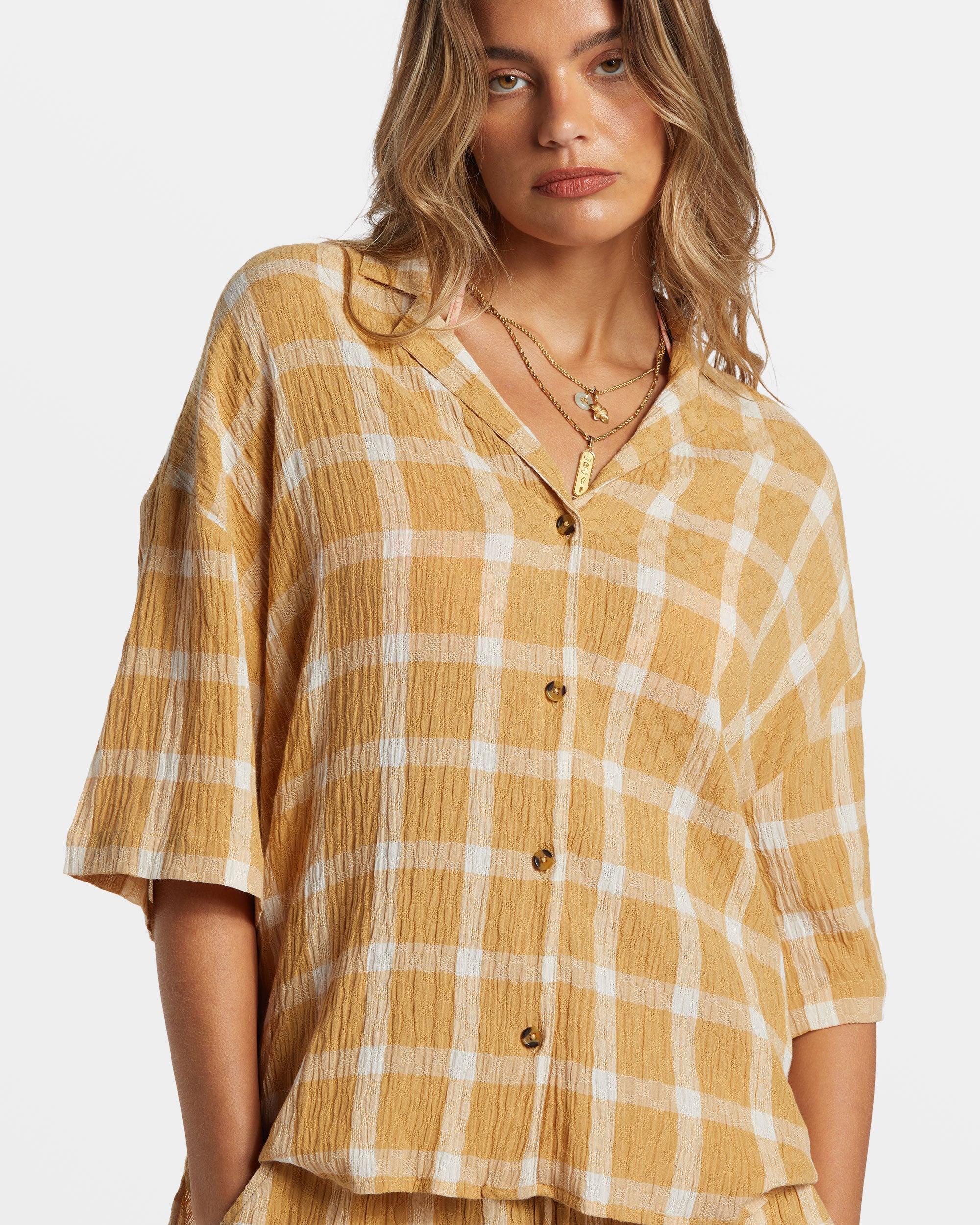 Beach Side Oversized Short Sleeve Shirt - Hemp 2 Female Product Image