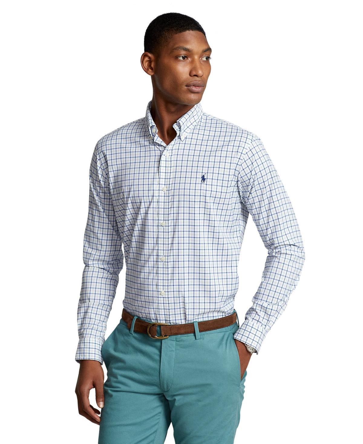 Polo Ralph Lauren Mens Classic-Fit Plaid Performance Shirt - White Product Image