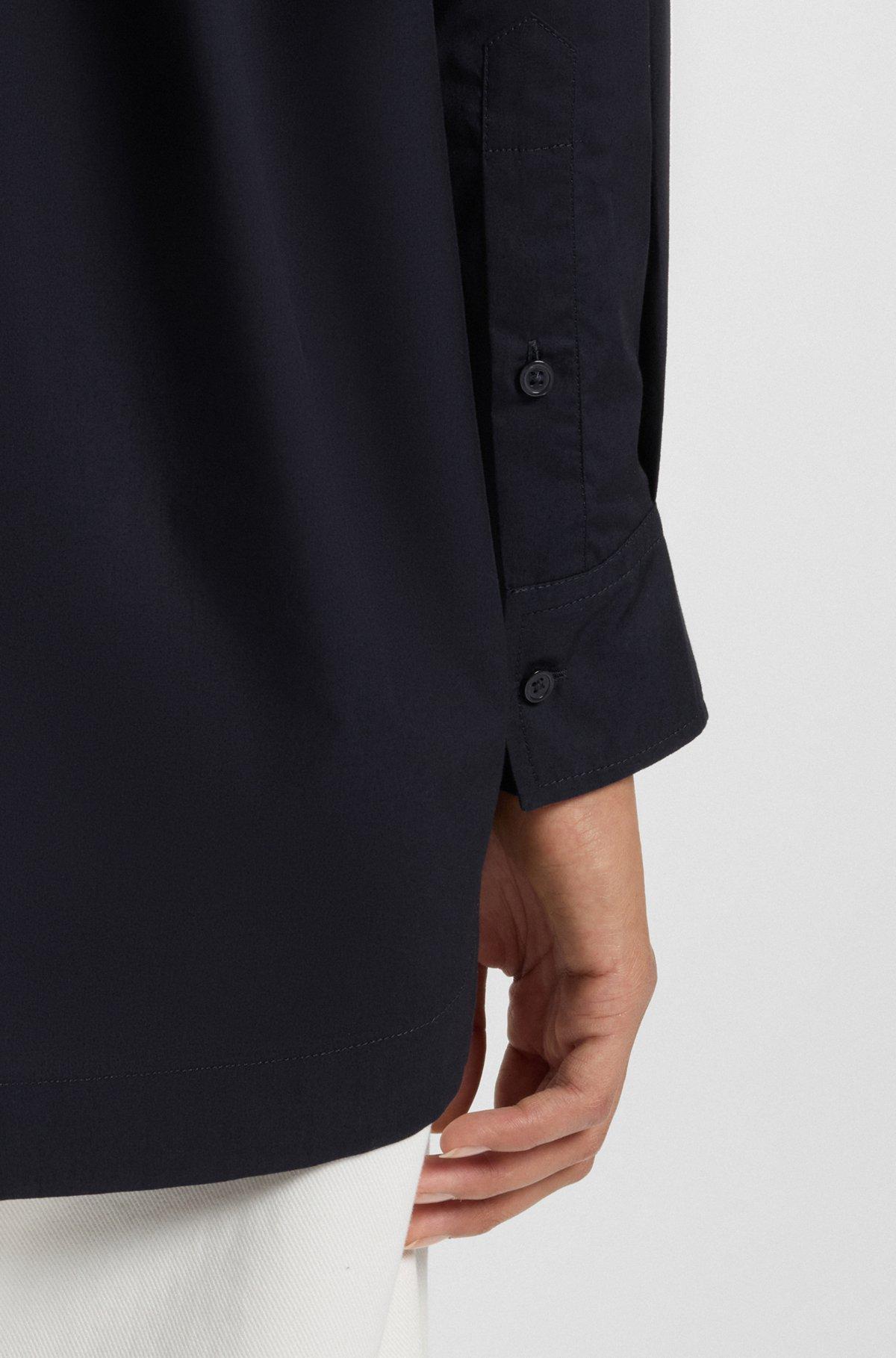 BOSS - Oversize-fit blouse in cotton poplin - Dark Blue Product Image