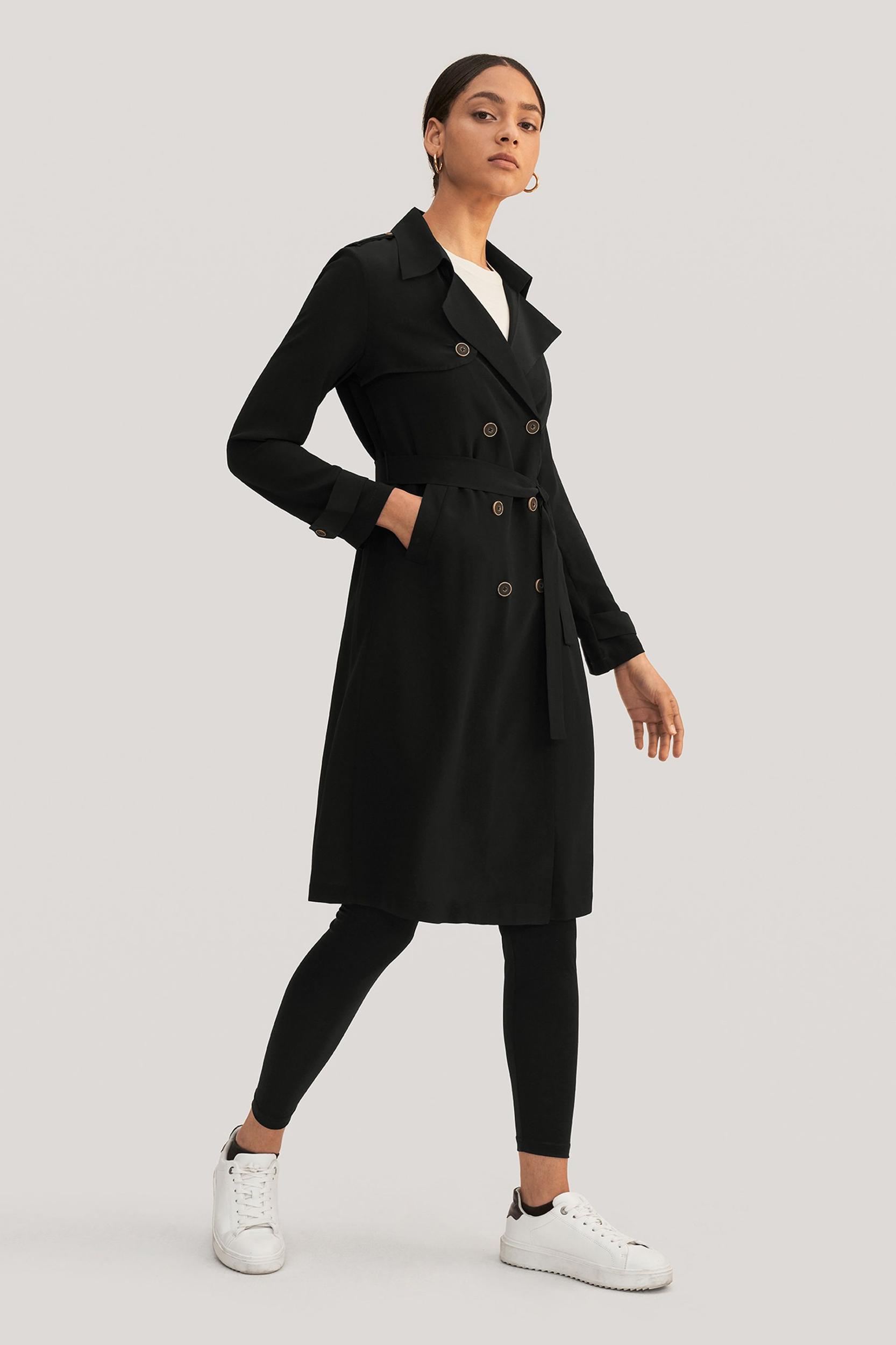 Classic Double-Breasted Silk Trench Coat Product Image