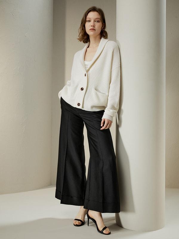 Wool-Cashmere Blend Shawl Collar Cardigan Product Image