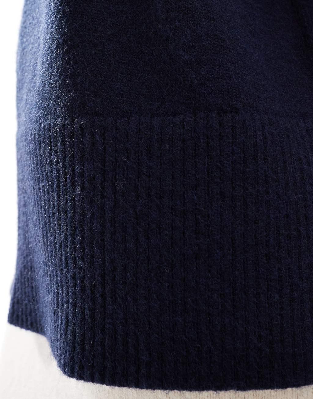 Pretty Lavish oversized knit sweater in navy Product Image