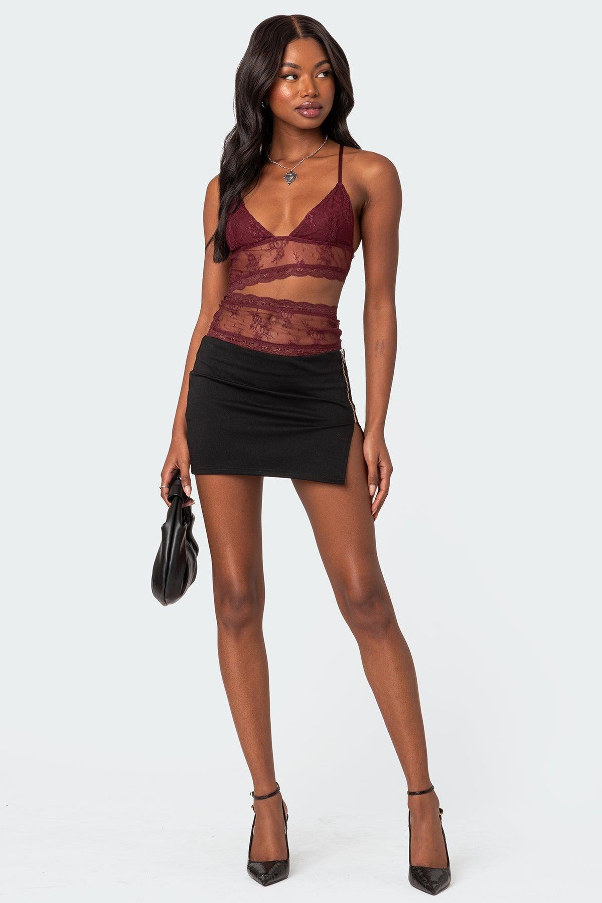 Spice Cut Out Sheer Lace Tank Top Product Image