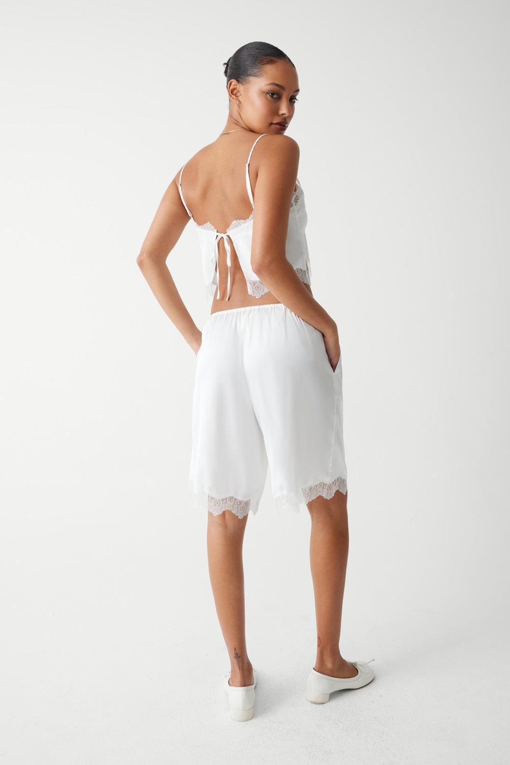 Snuggle Satin Capri Short - White Product Image