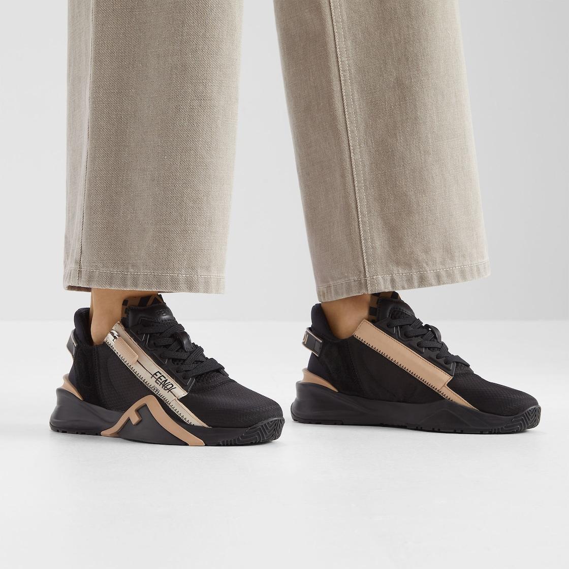Fendi FlowBlack nylon and suede low-tops Product Image