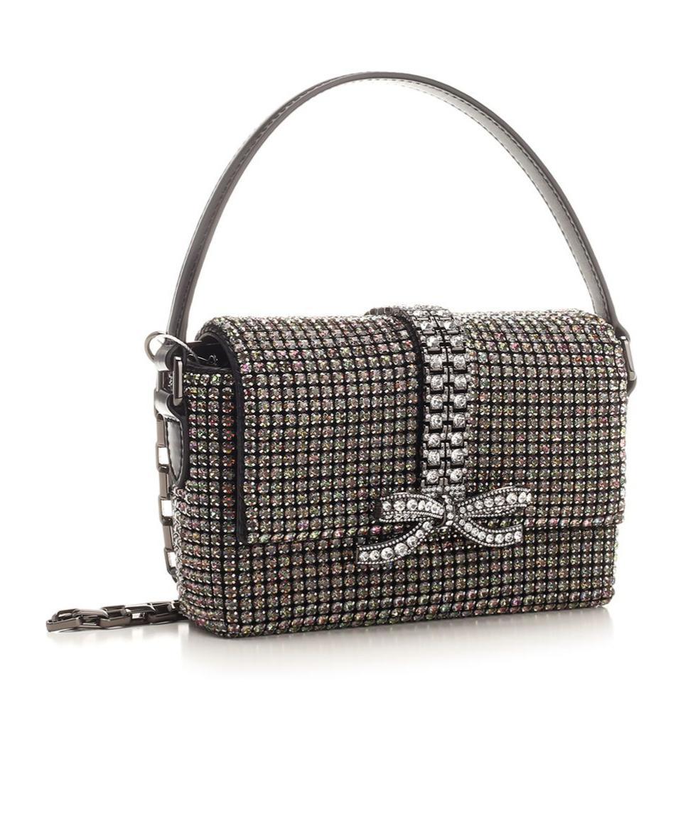 SELF-PORTRAIT Rhinestone Embellished Bow Bag In Black Product Image