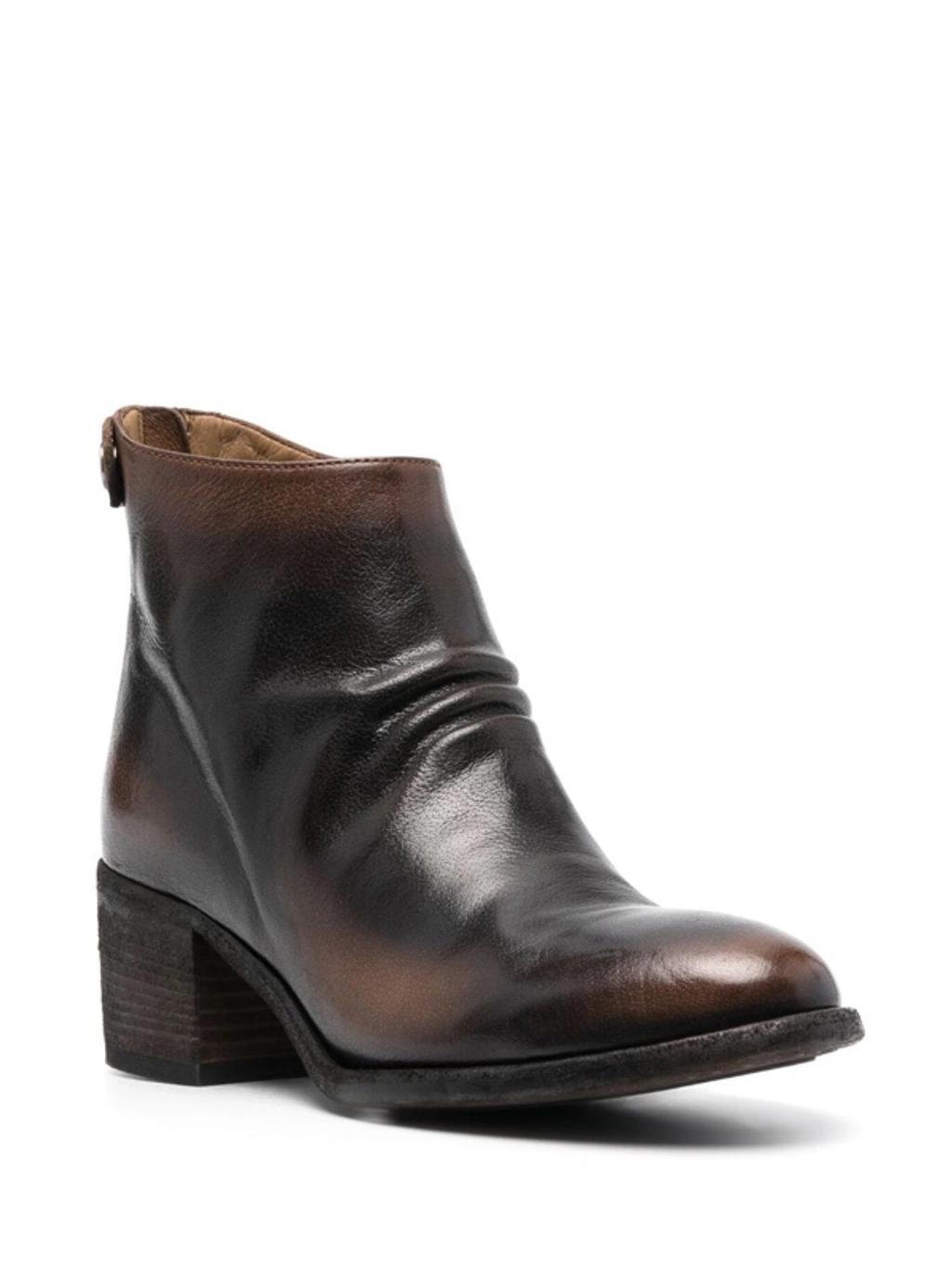 OFFICINE CREATIVE Stacked-heel Leather Boots In Brown Product Image