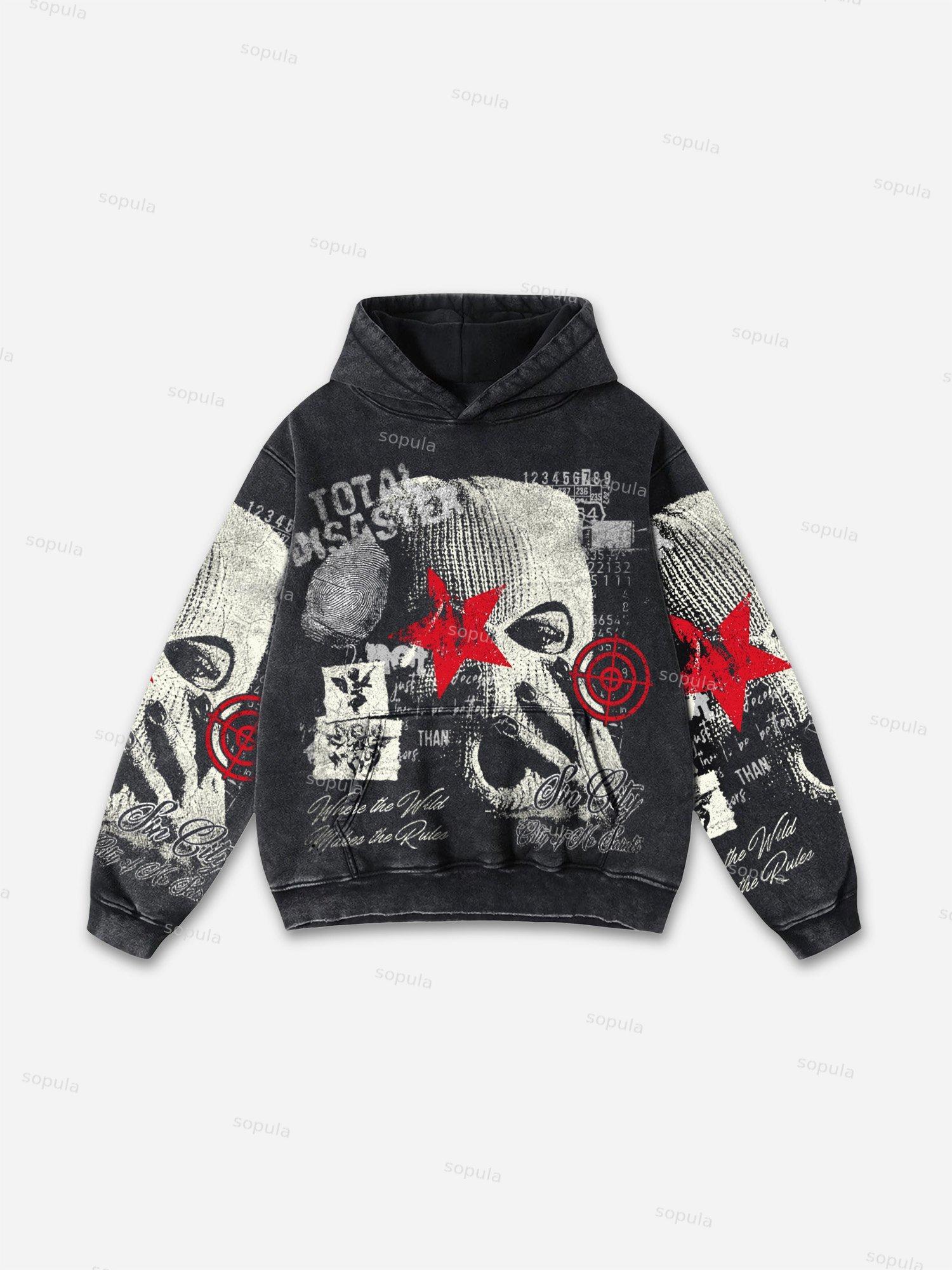 Fly By Choice X Spacestation Graphic Print Acid Wash Hoodie Product Image