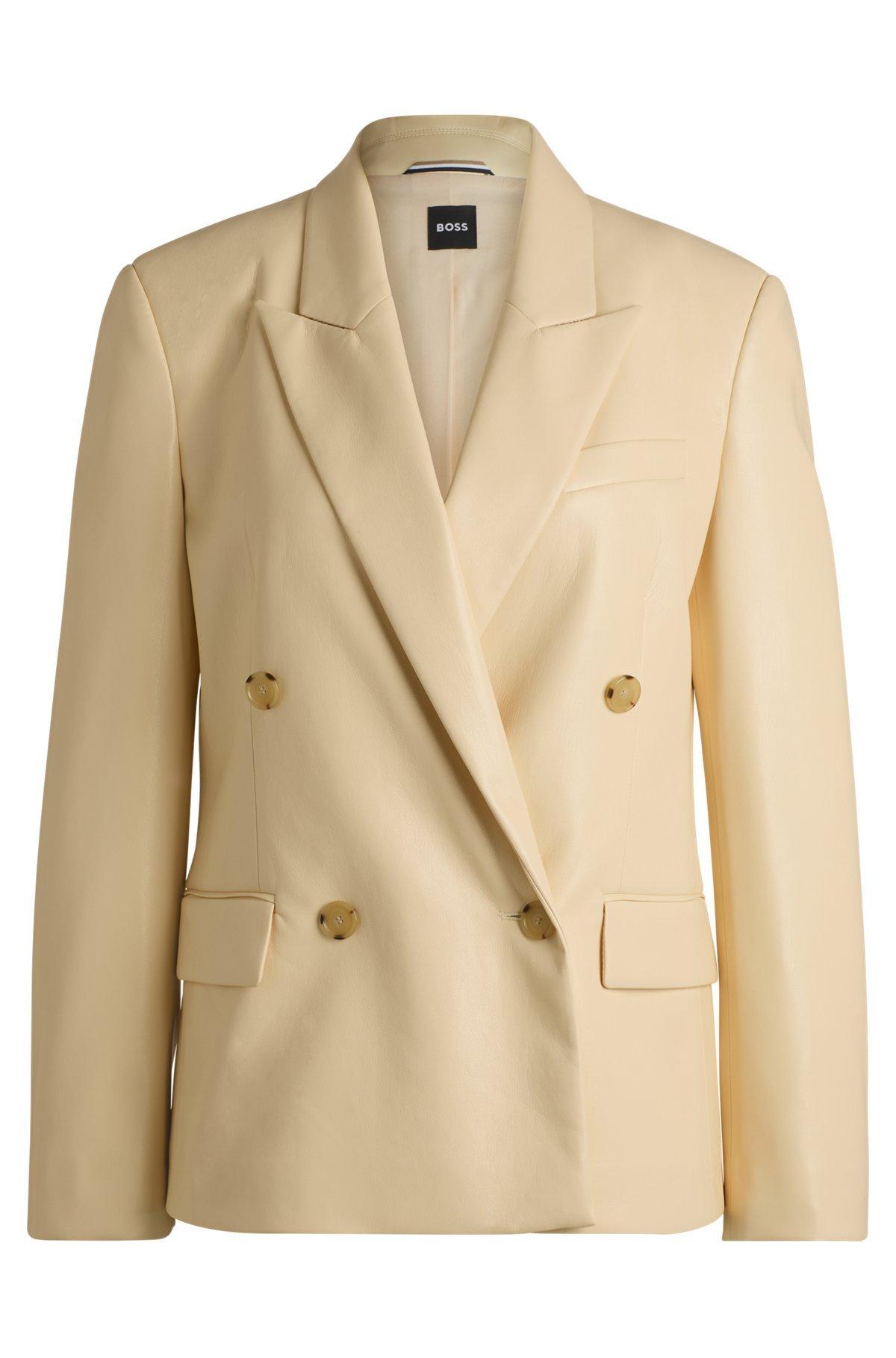 Regular-fit double-breasted blazer in faux leather Product Image