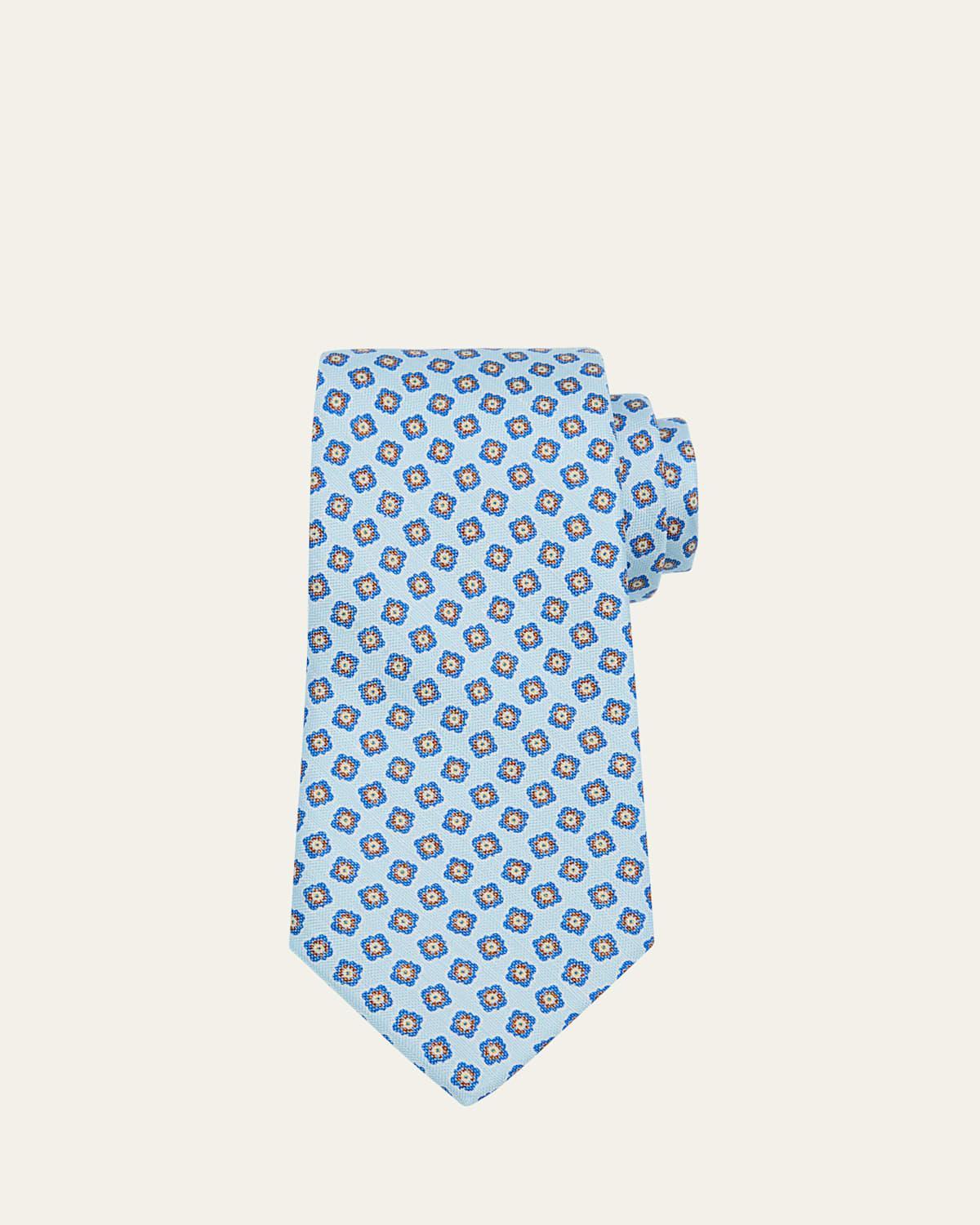 Mens Square Floral Silk Tie Product Image