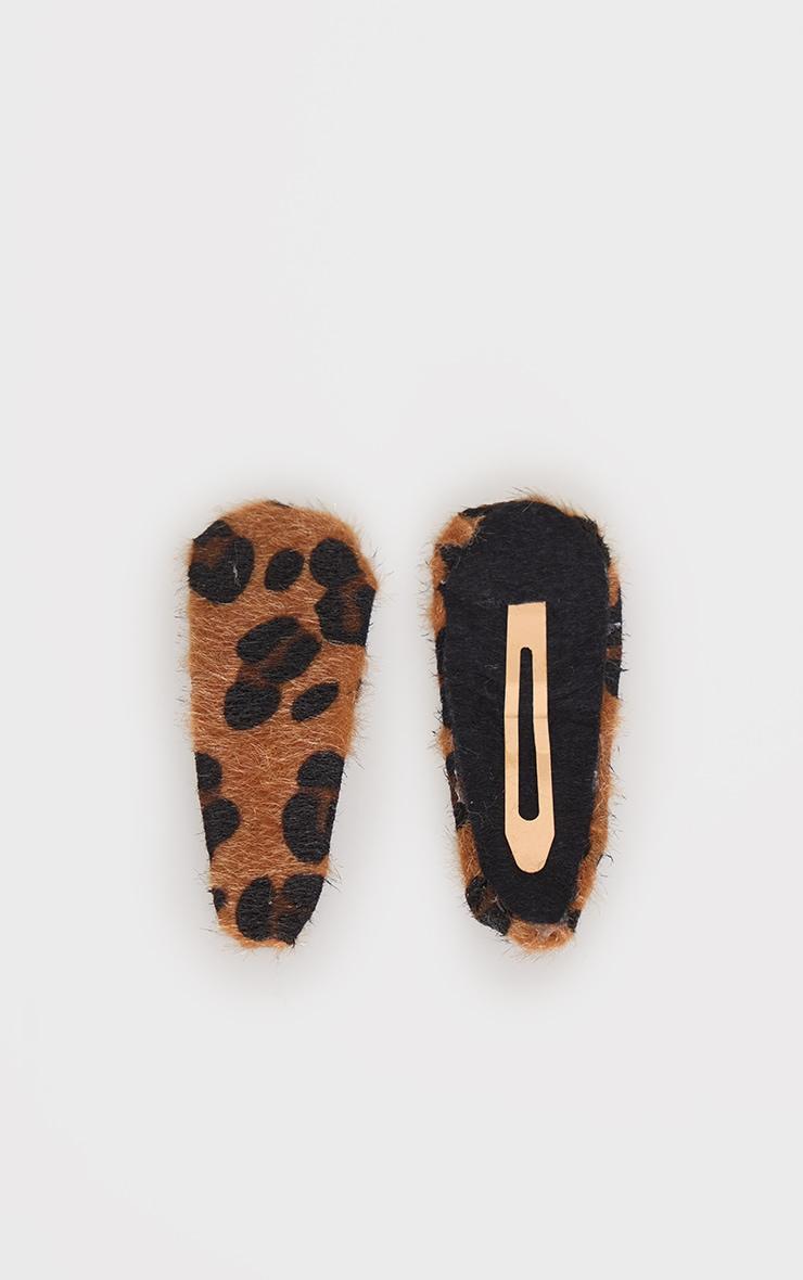 Leopard Faux Suede 2 Pack Hair Clips Product Image