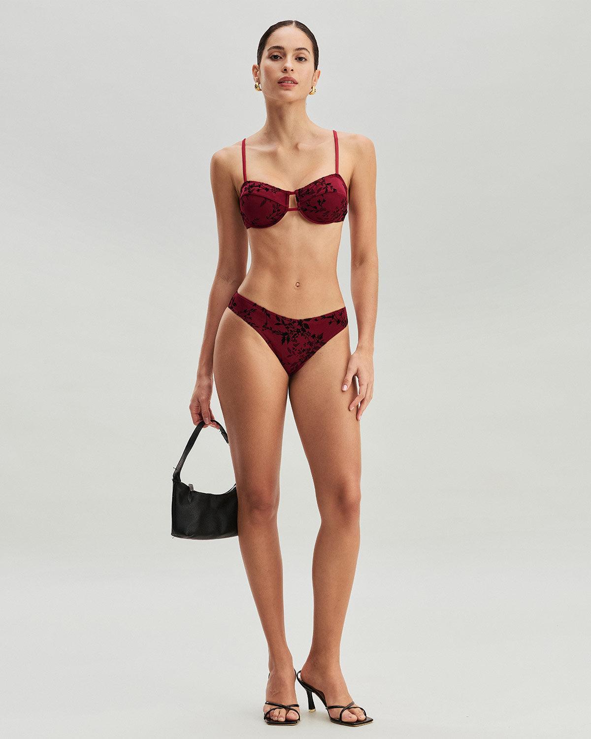 Red Floral Underwire Bikini Set Product Image