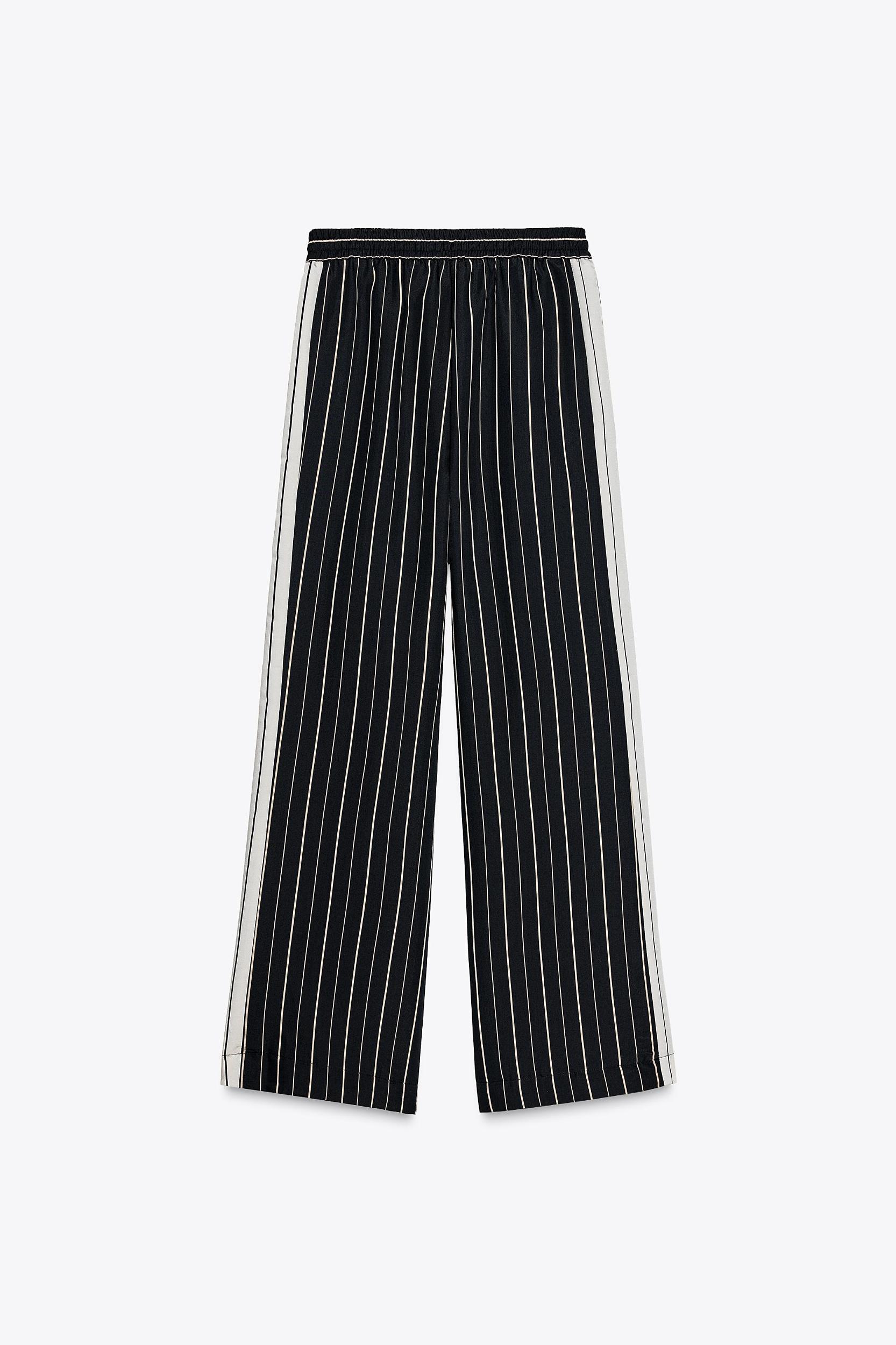 STRIPED WIDE LEG PANTS Product Image