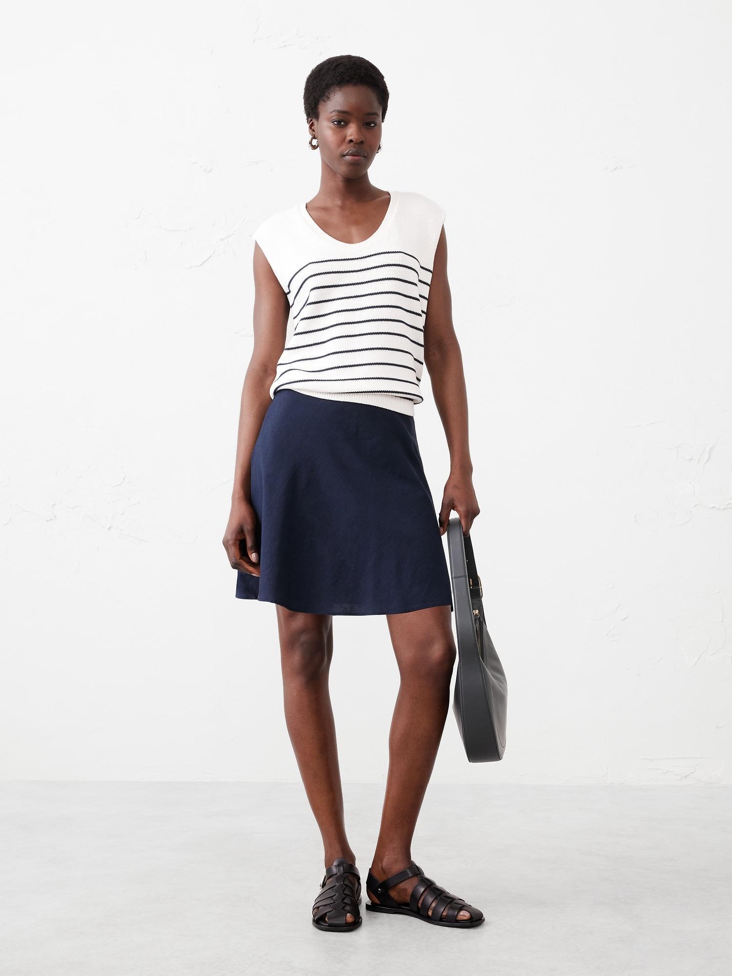 Linen-Blend Mini Slip Skirt Product Image