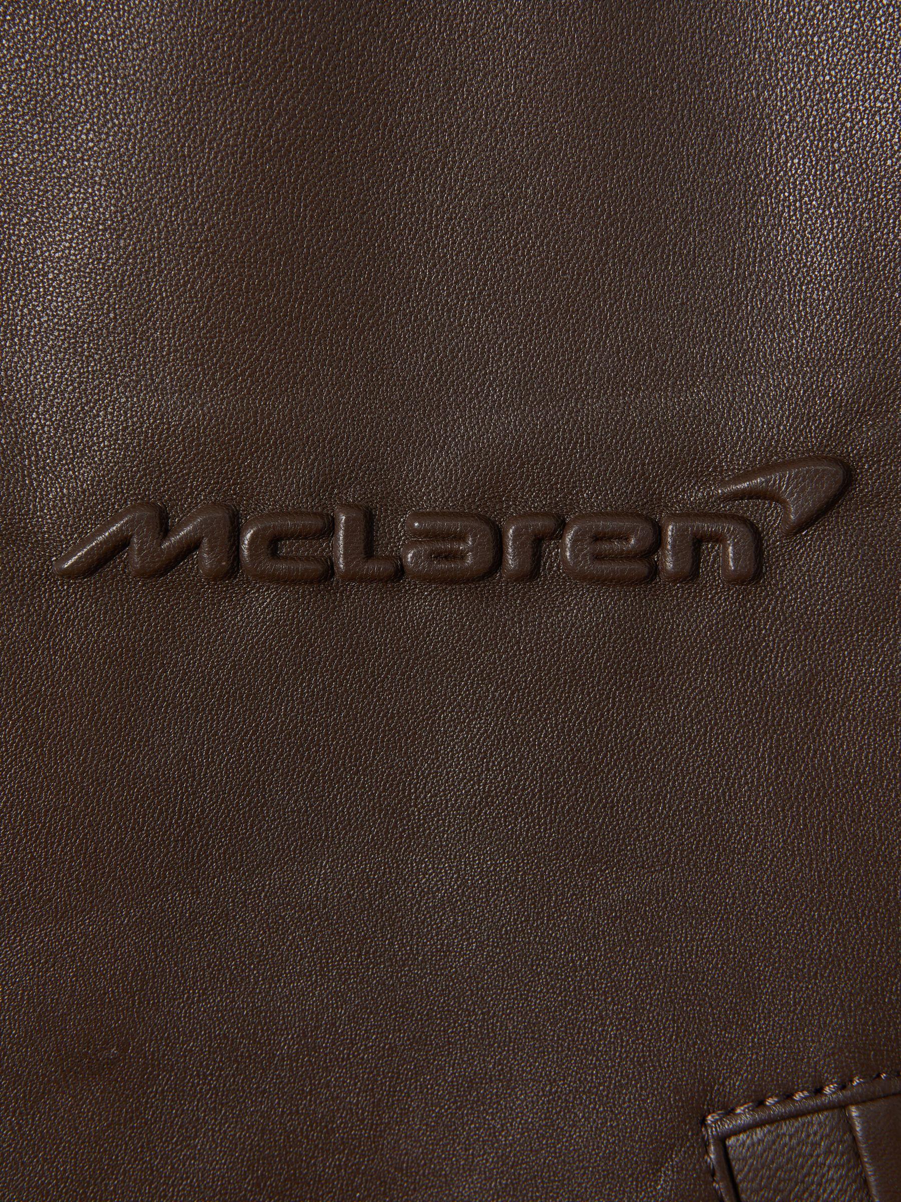 McLaren F1 Cropped Leather Bomber Jacket in Chocolate Product Image