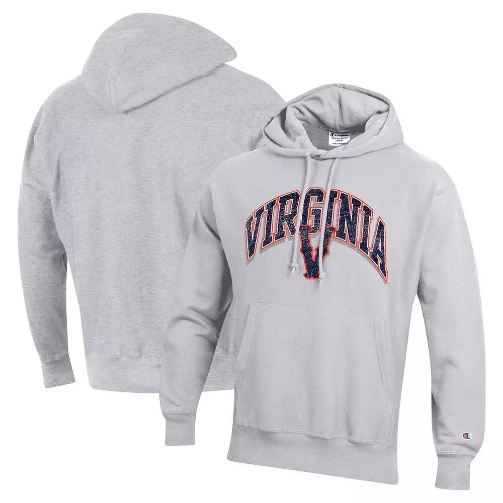 Men's Champion Gray Virginia Cavaliers Vault Late Night Reverse Weave Pullover Hoodie,  Product Image