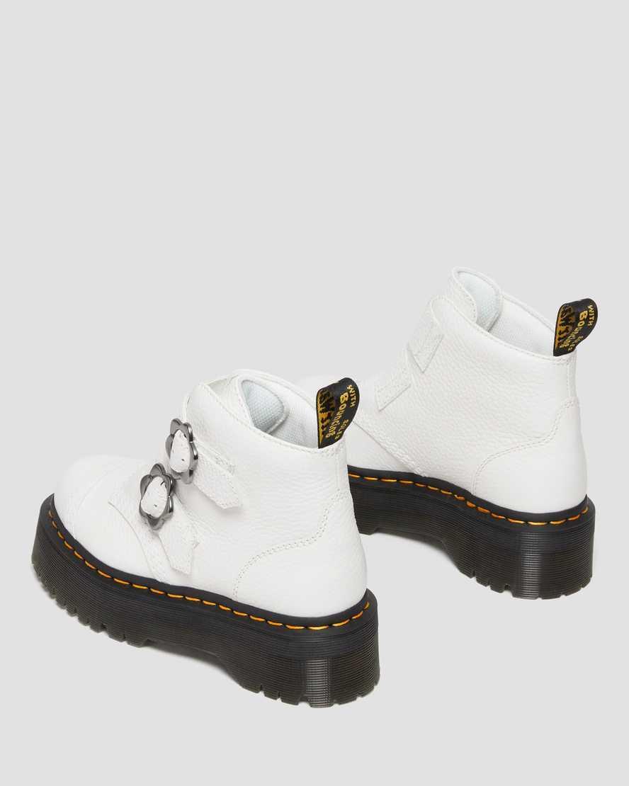 Devon Flower Buckle Leather Platform Boots Product Image