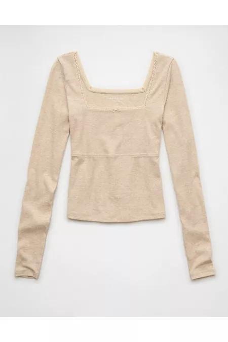 AE Square Neck Lace Long-Sleeve T-Shirt Womens Product Image