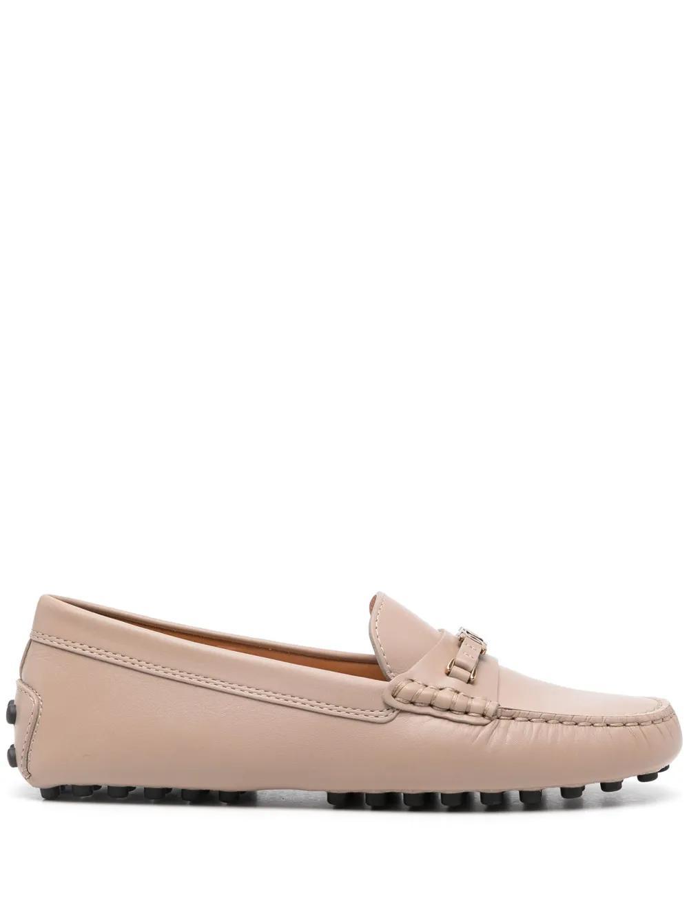 TOD'S Chic Beige Leather Loafers With Chain Detail Product Image