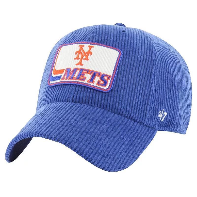 47 Brand Mens Royal New York Mets Wax Pack Collection Corduroy Clean Up Adjustable Hat Product Image