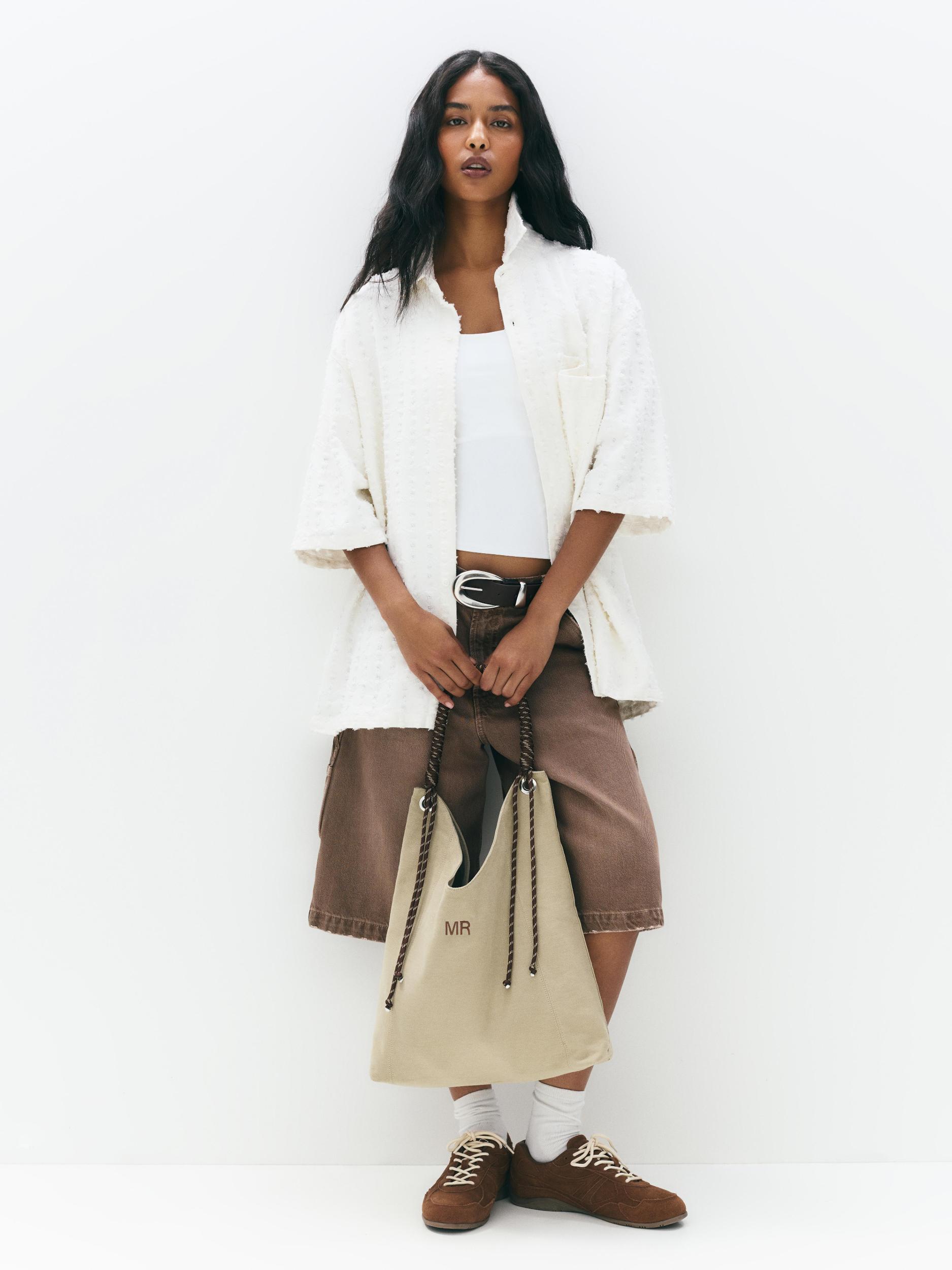 Canvas shopper bag with drawstrings Product Image