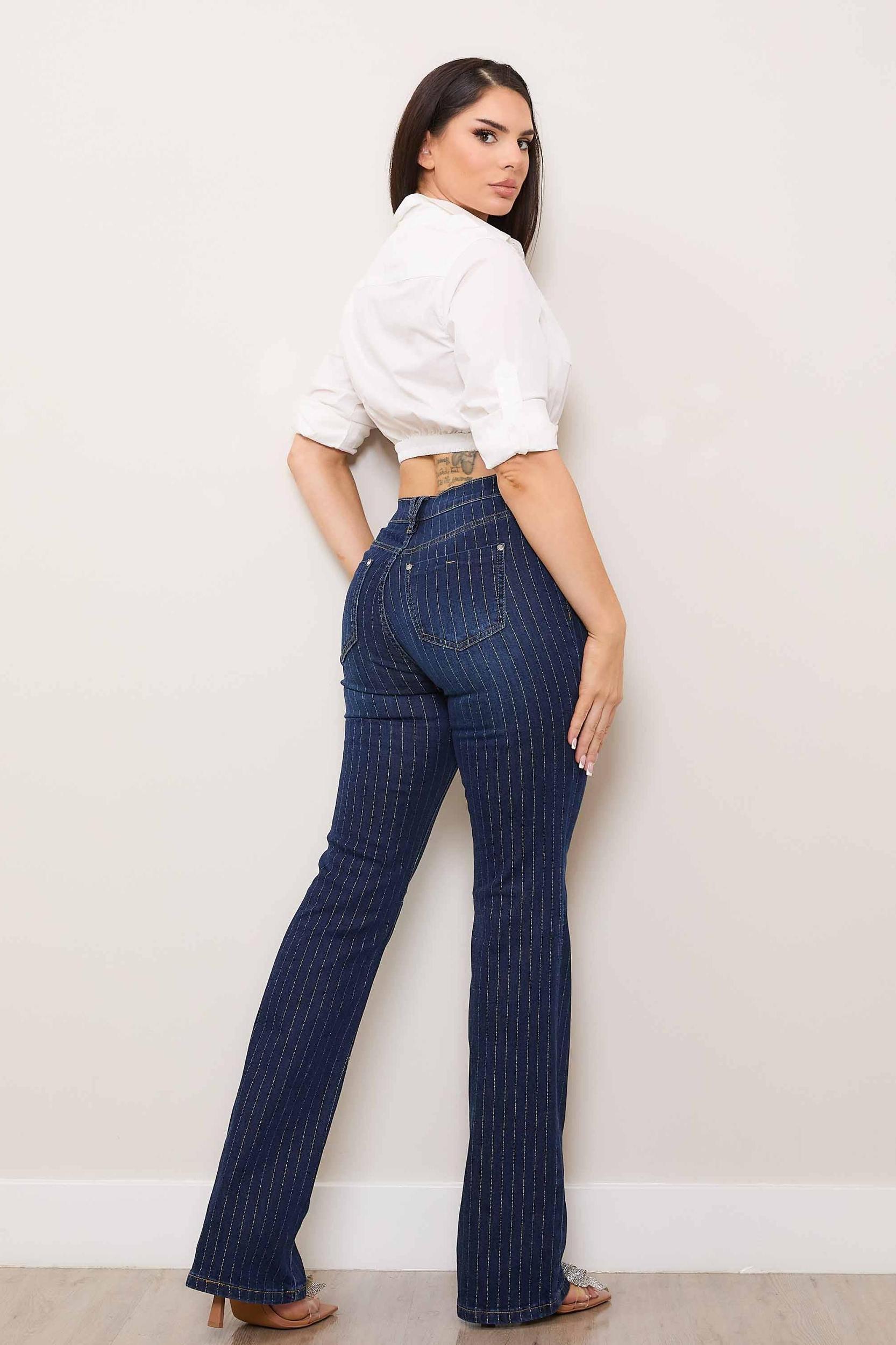 Metallic Stripe Bootcut Pants Product Image