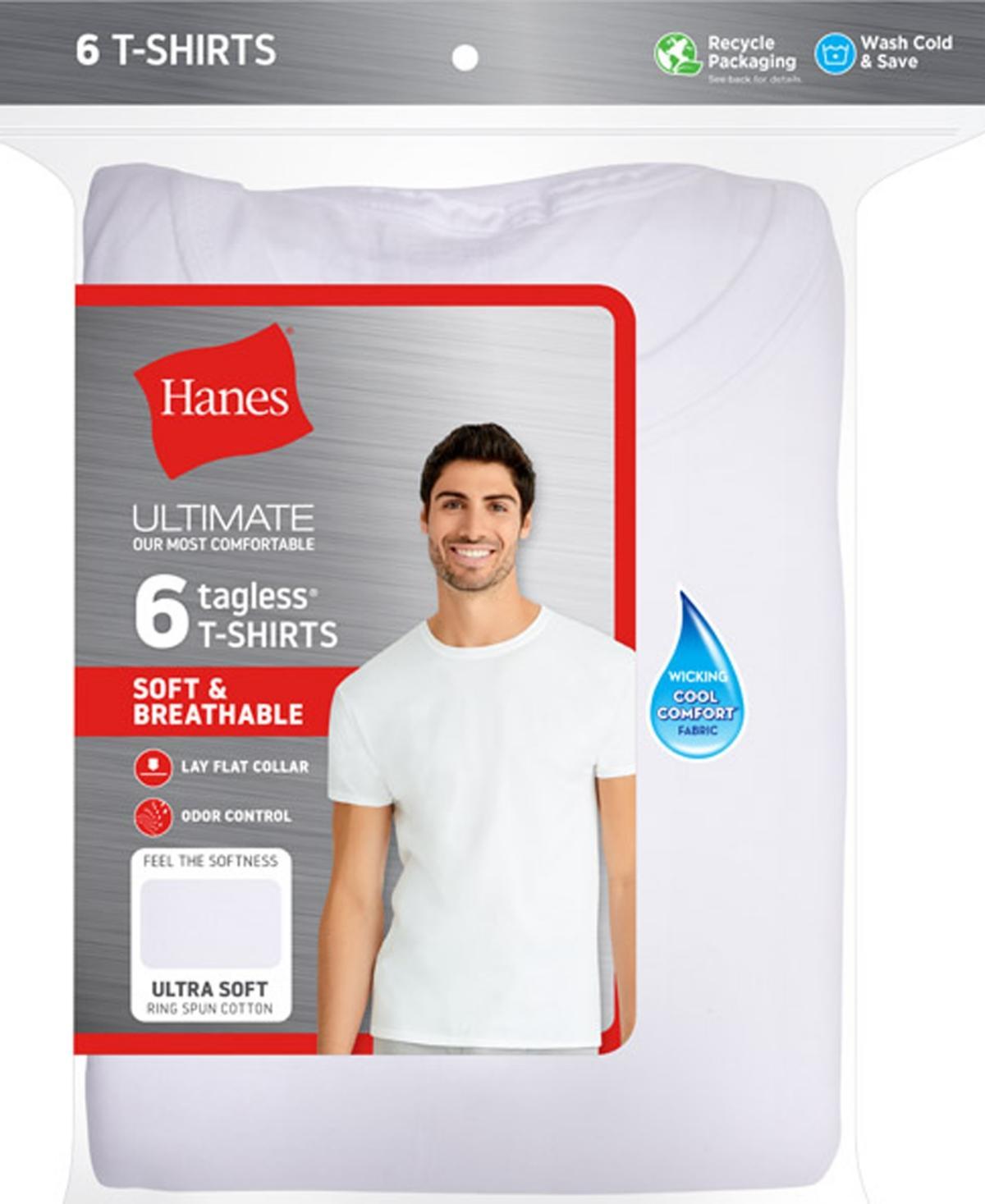 Hanes Ultimate Mens Undershirt Pack, Ringspun Cotton, White, 6-Pack 2XL Product Image