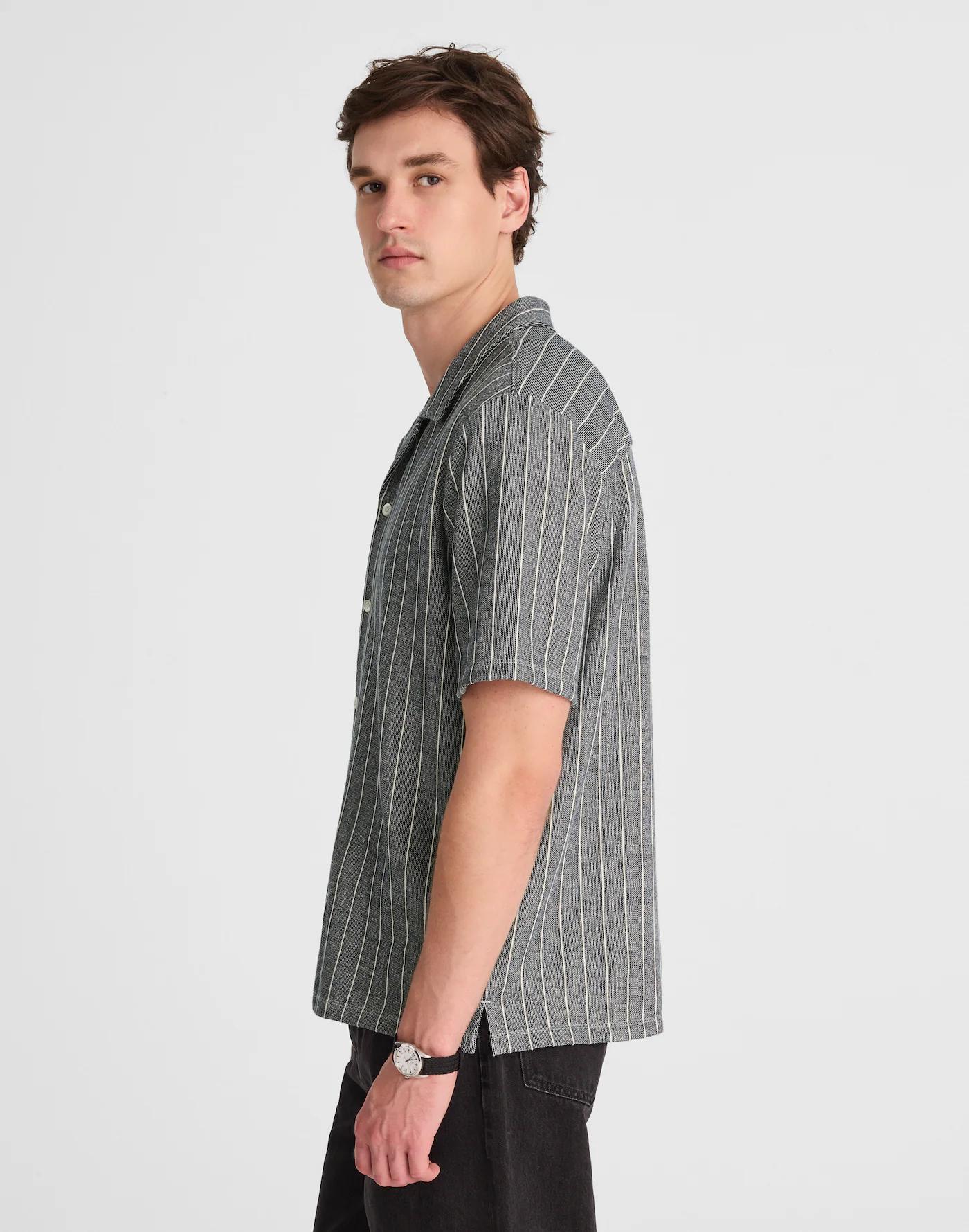 Textured Stripe Camp-Collar Shirt Product Image