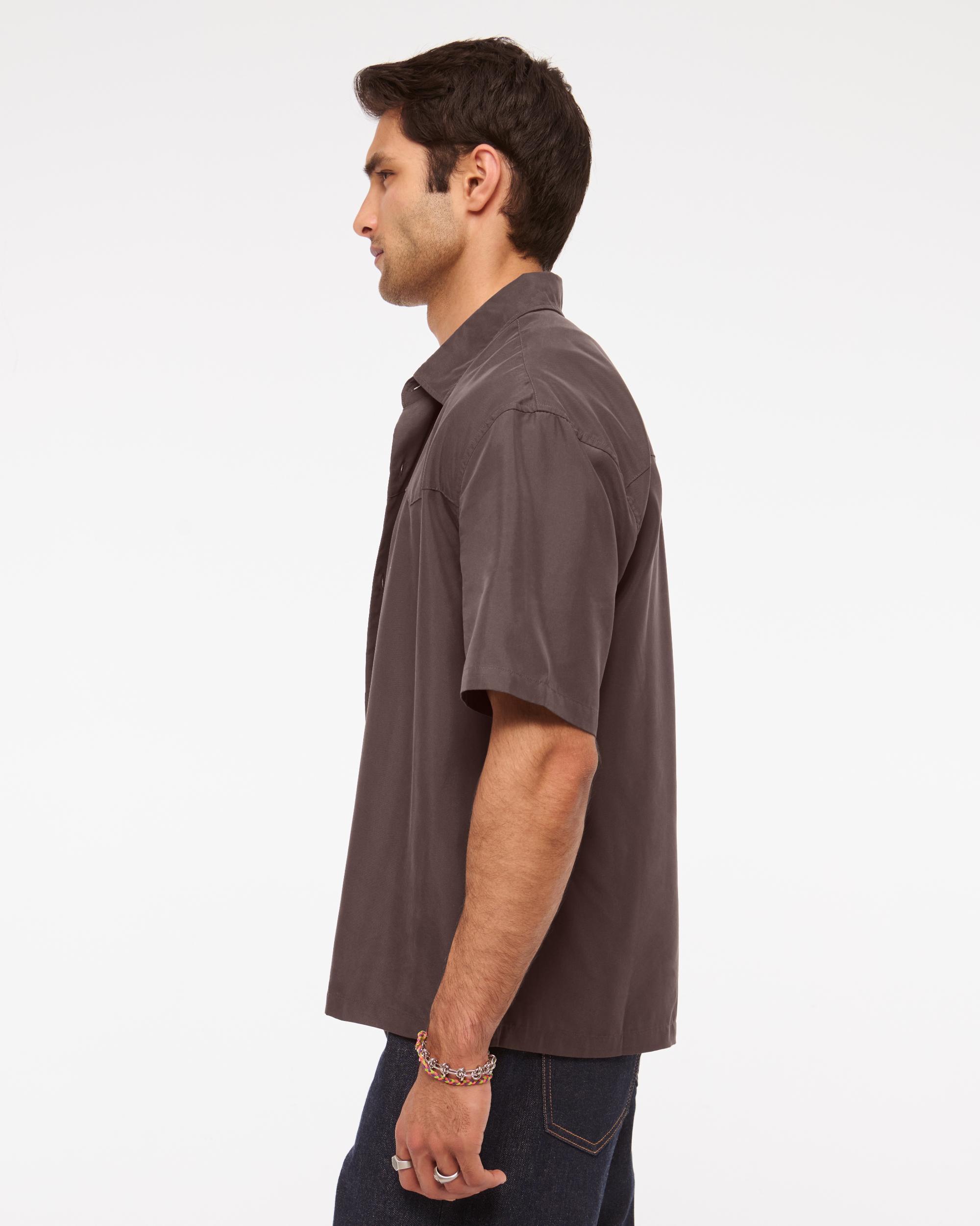 Short-Sleeve Cupro Button-Up Shirt Product Image